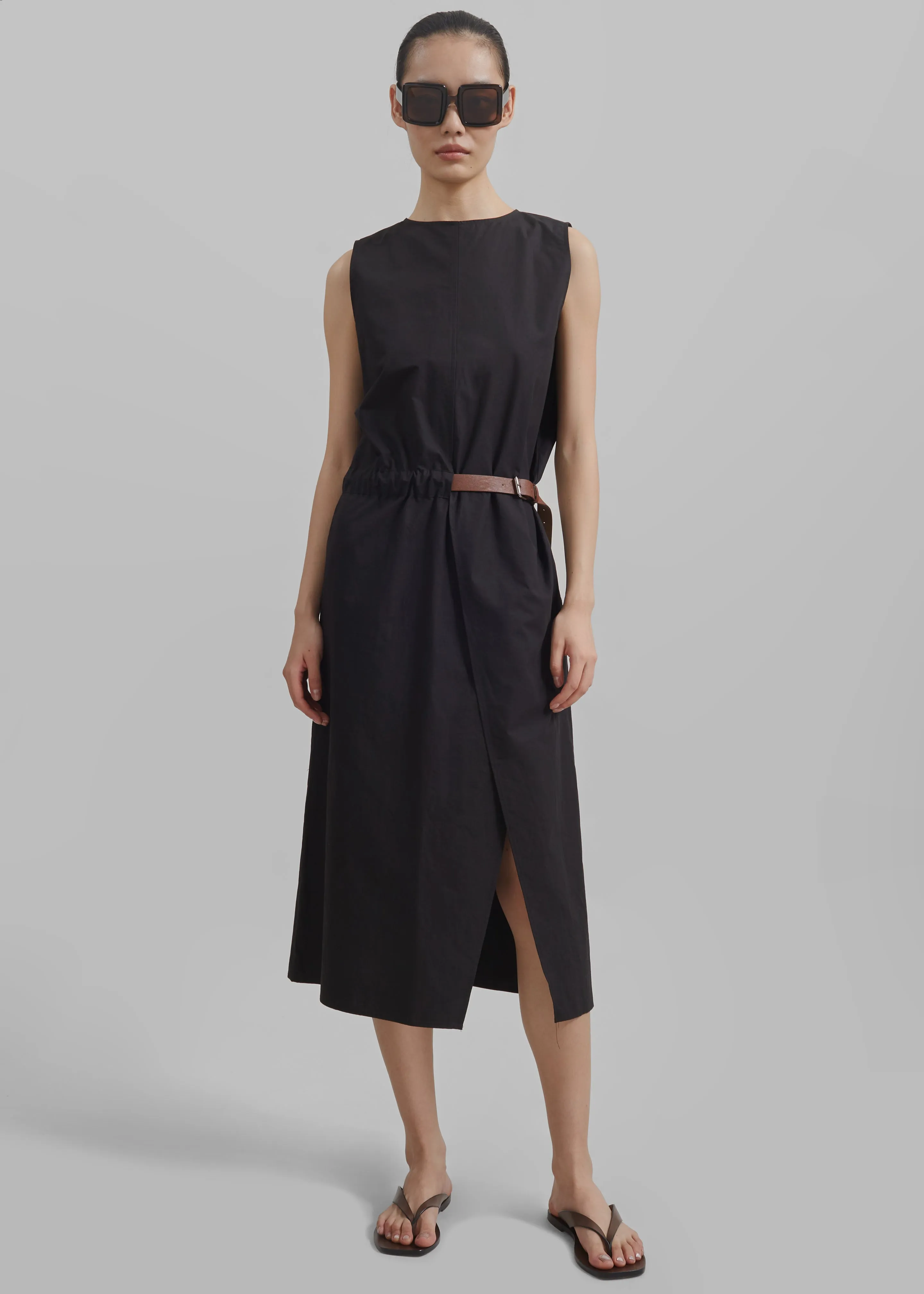Romy Belted Midi Dress - Black sold by Frankie Shop