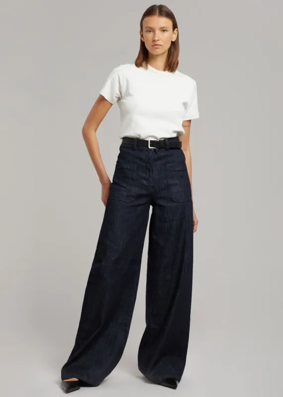 Mar High Waisted Denim Pant - Dark Indigo sold by Frankie Shop