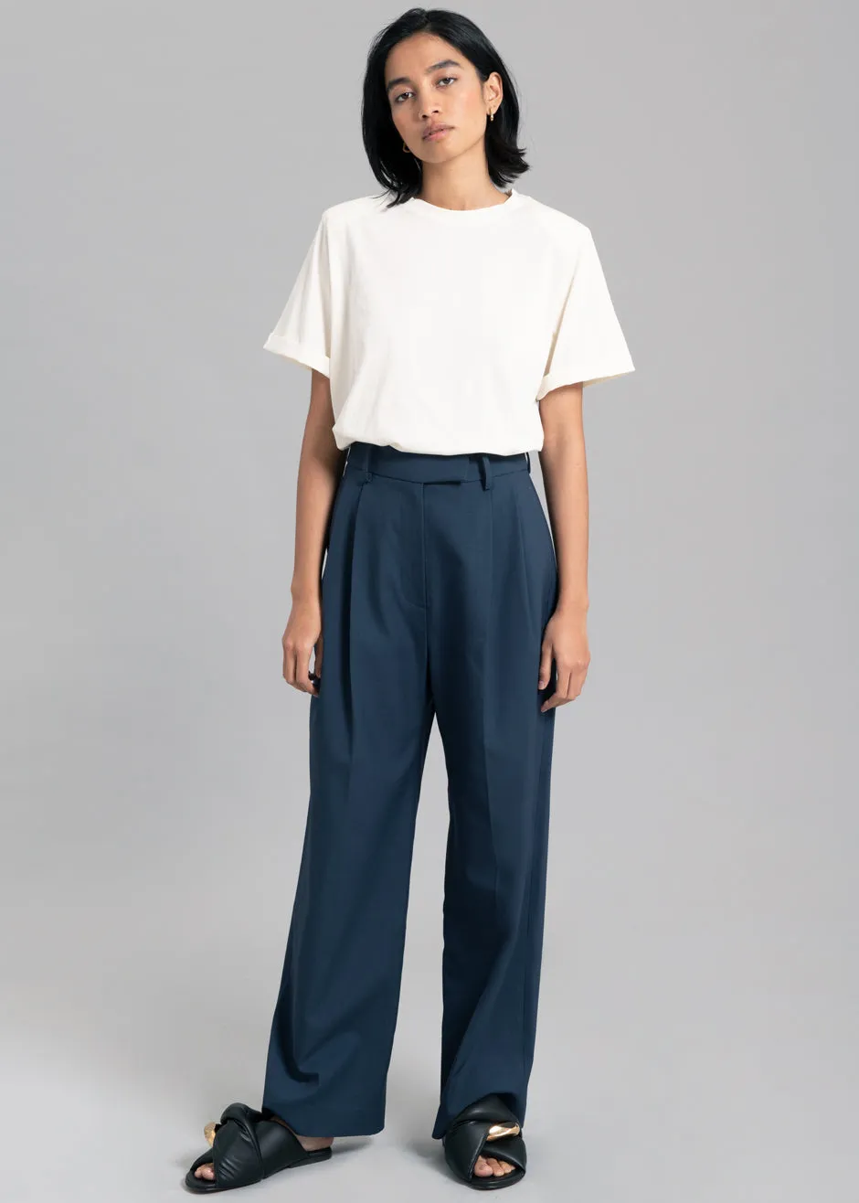 Georgina Wool Blend Pants - Navy sold by Frankie Shop