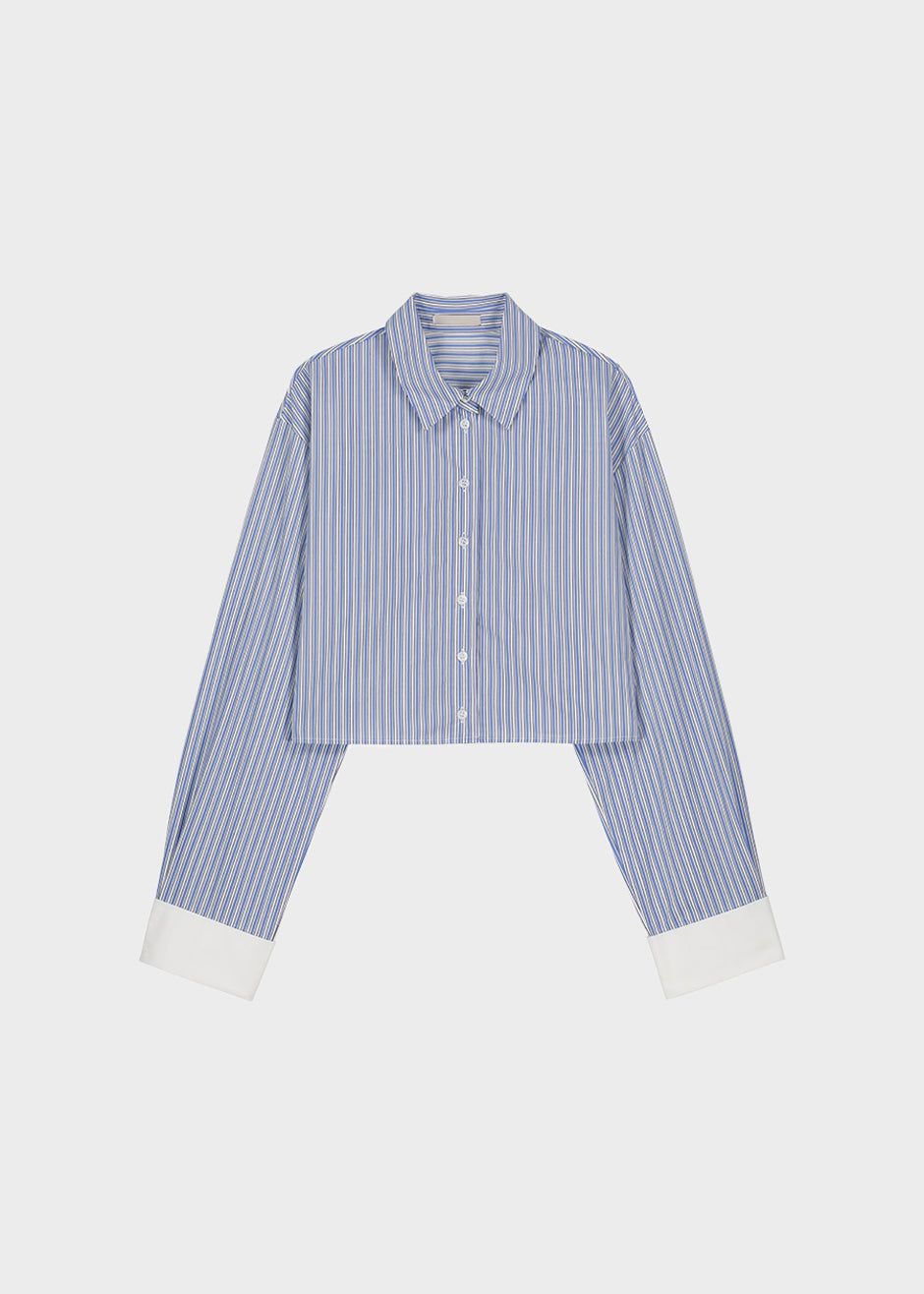 Lil Contrast Cuff Shirt - Blue Stripe sold by Frankie Shop product image thumbnail 10
