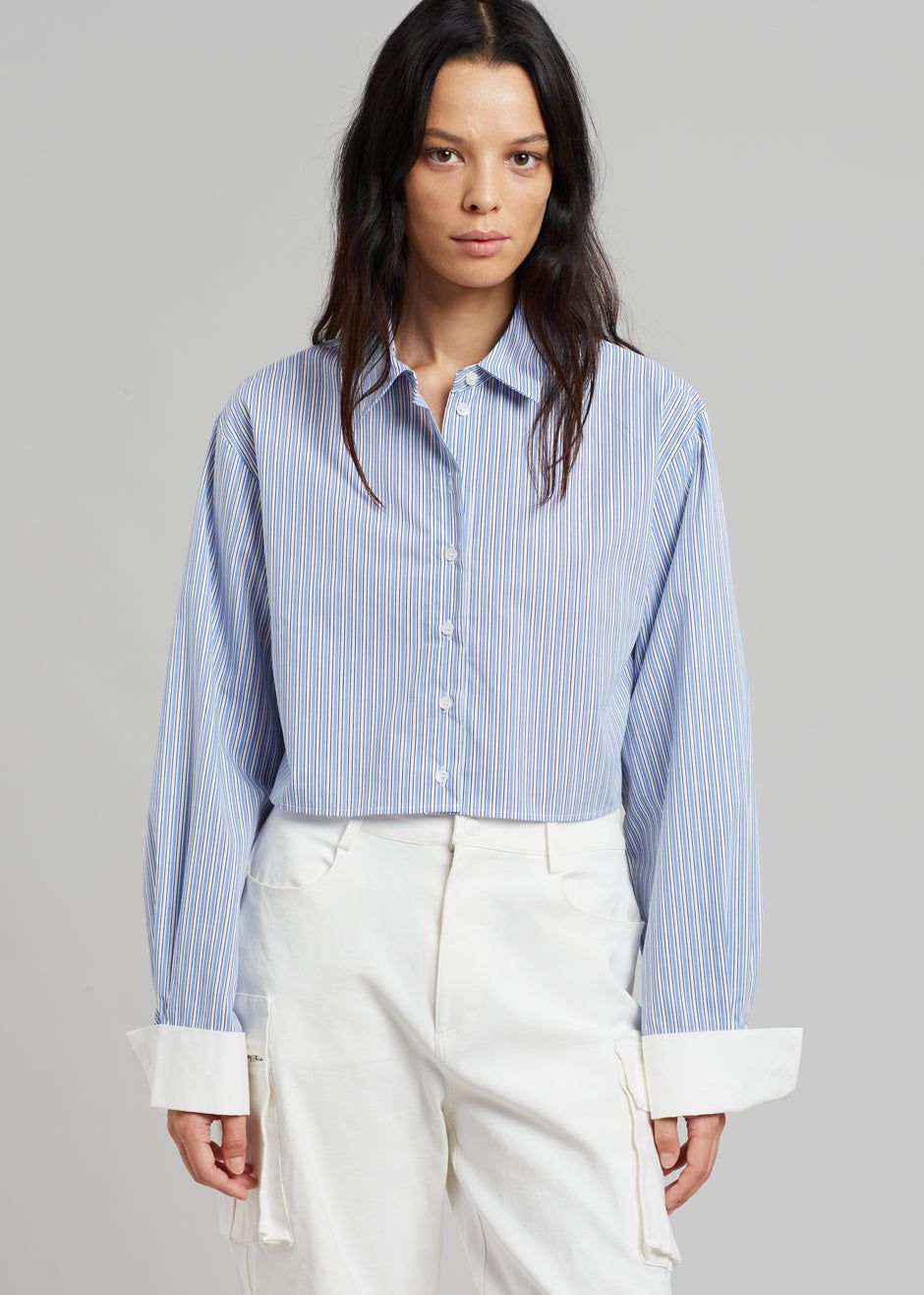 Lil Contrast Cuff Shirt - Blue Stripe sold by Frankie Shop product image thumbnail 2