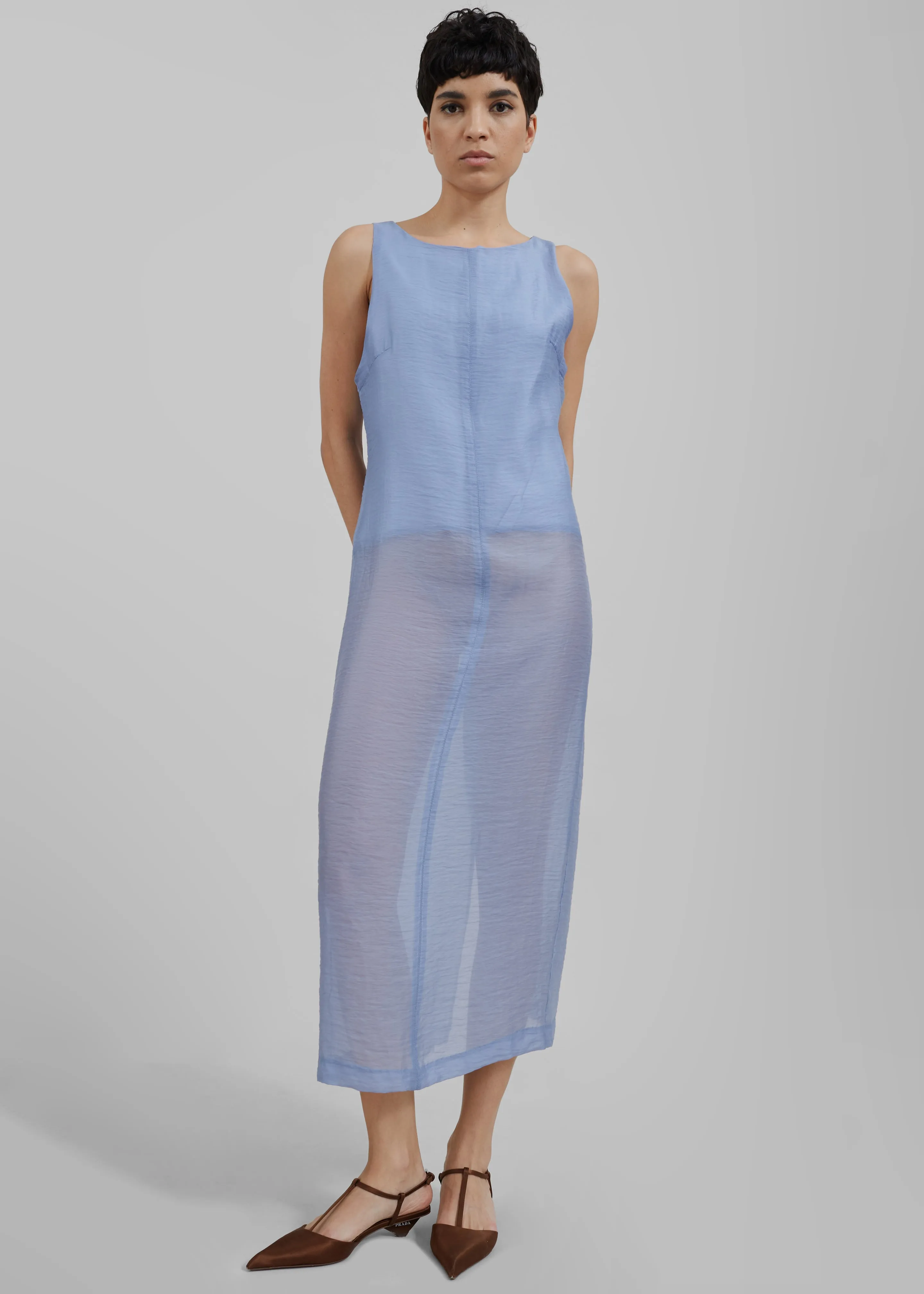 Etta Sheer Maxi Dress - Dusty Blue sold by Frankie Shop