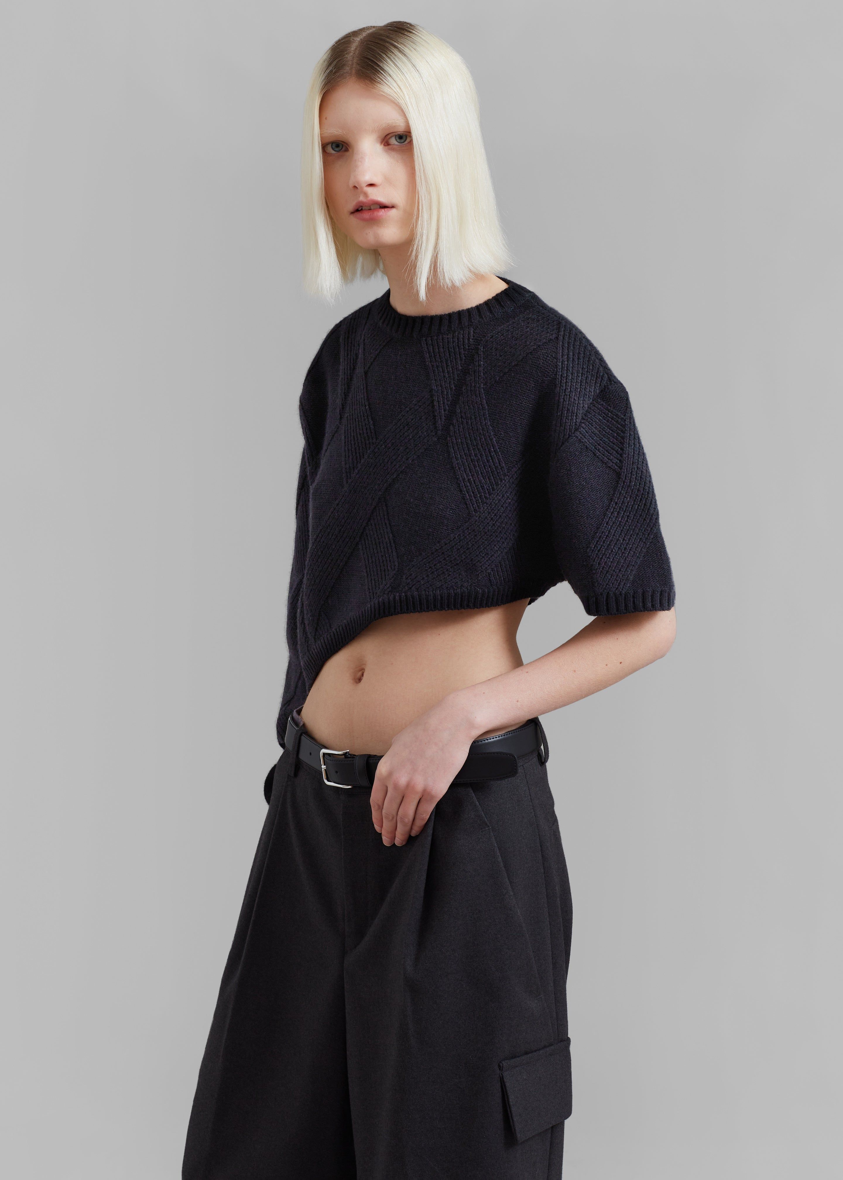 Soili Asymmetric Cropped Knit Top - Black sold by Frankie Shop