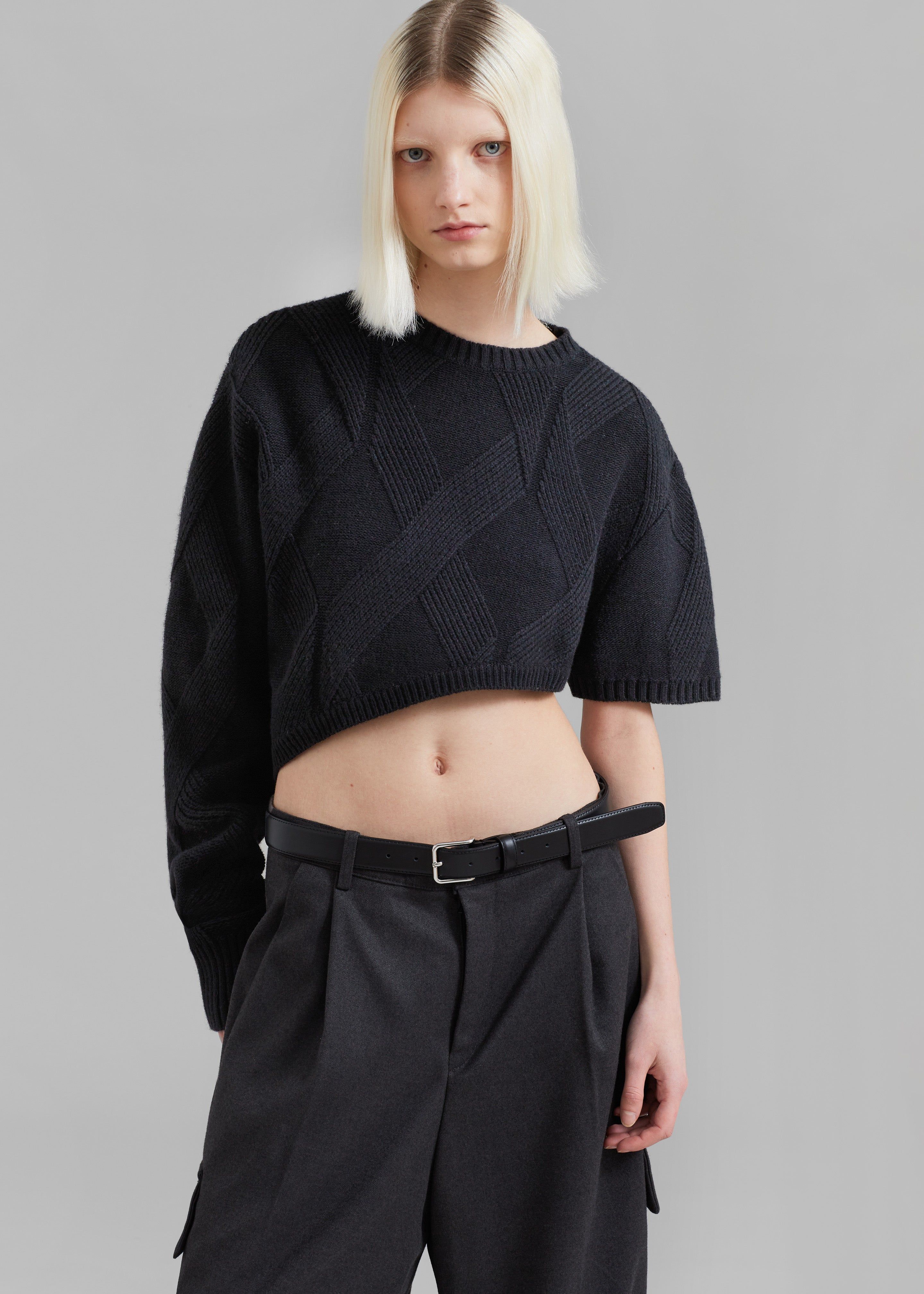 Soili Asymmetric Cropped Knit Top - Black sold by Frankie Shop product image thumbnail 3