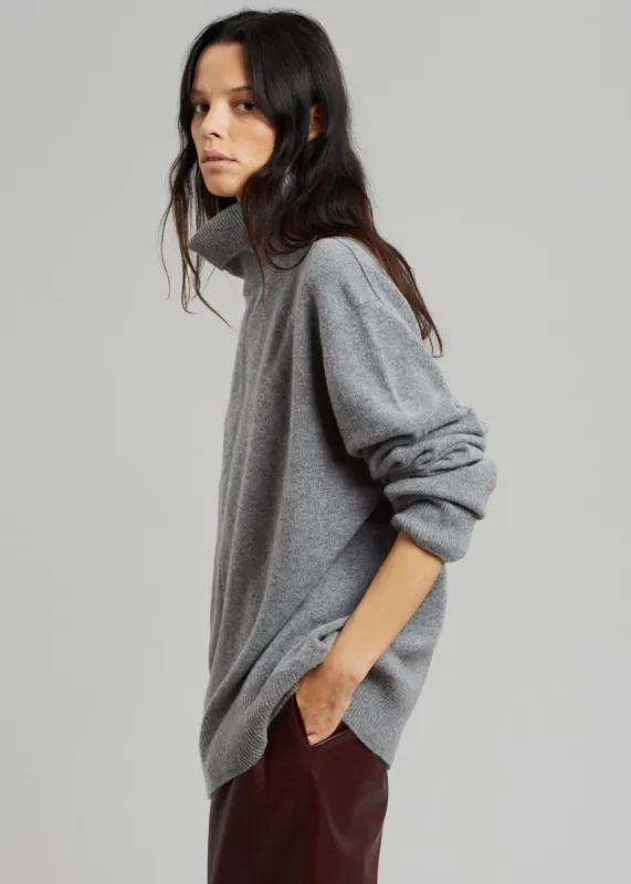 Christen Turtleneck Sweater - Grey Melange sold by Frankie Shop