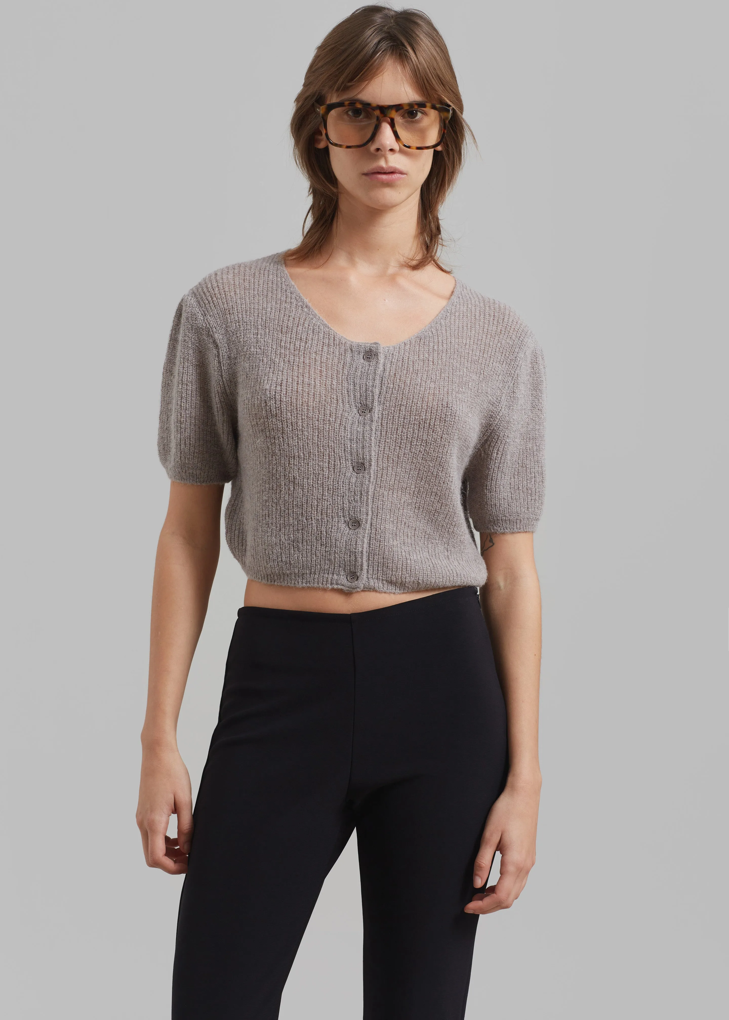 Amomento Alpaca Crop Cardigan - Charcoal sold by Frankie Shop product image thumbnail 5