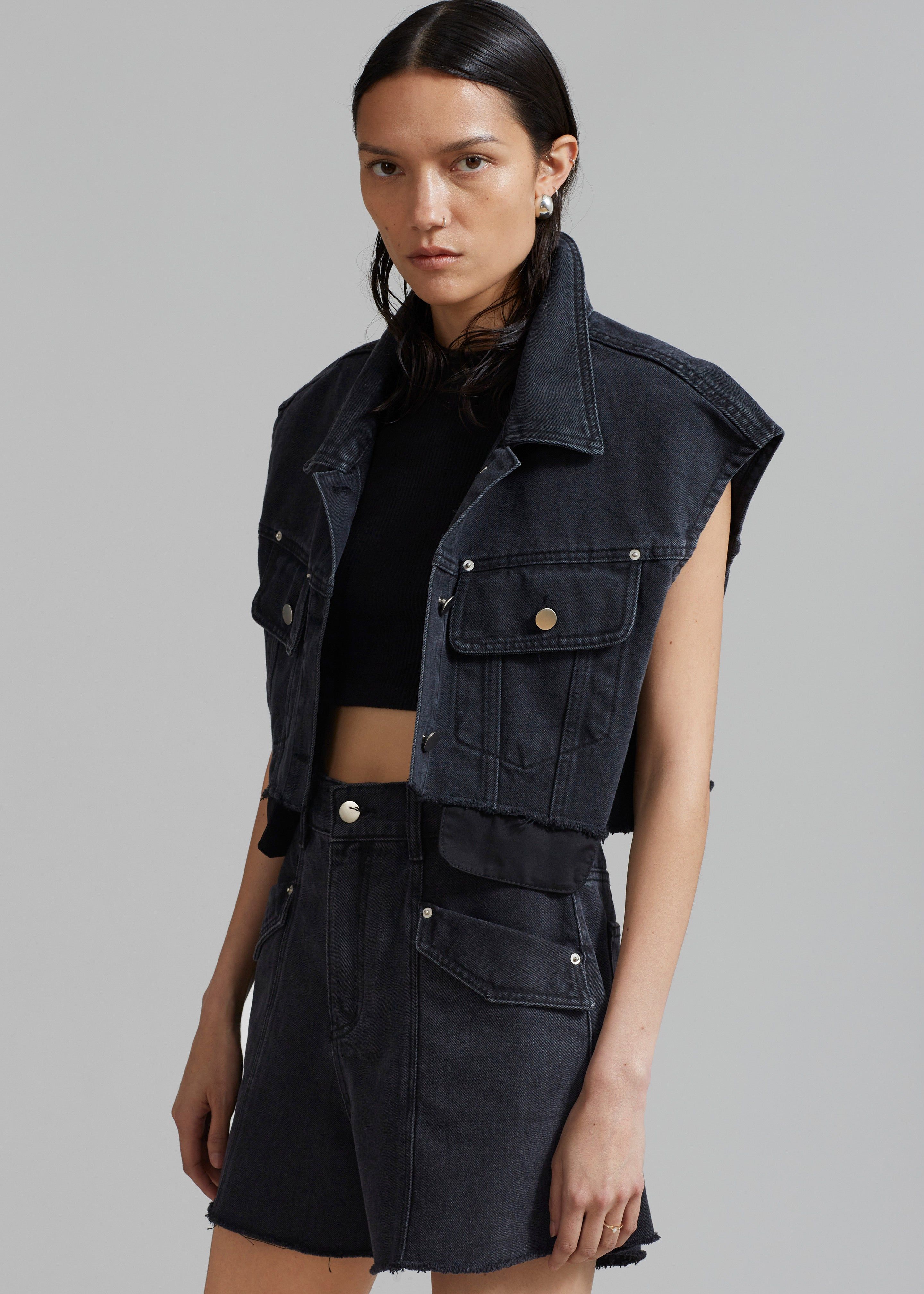 Mahoney Denim Cropped Vest - Black Washed sold by Frankie Shop product image thumbnail 3
