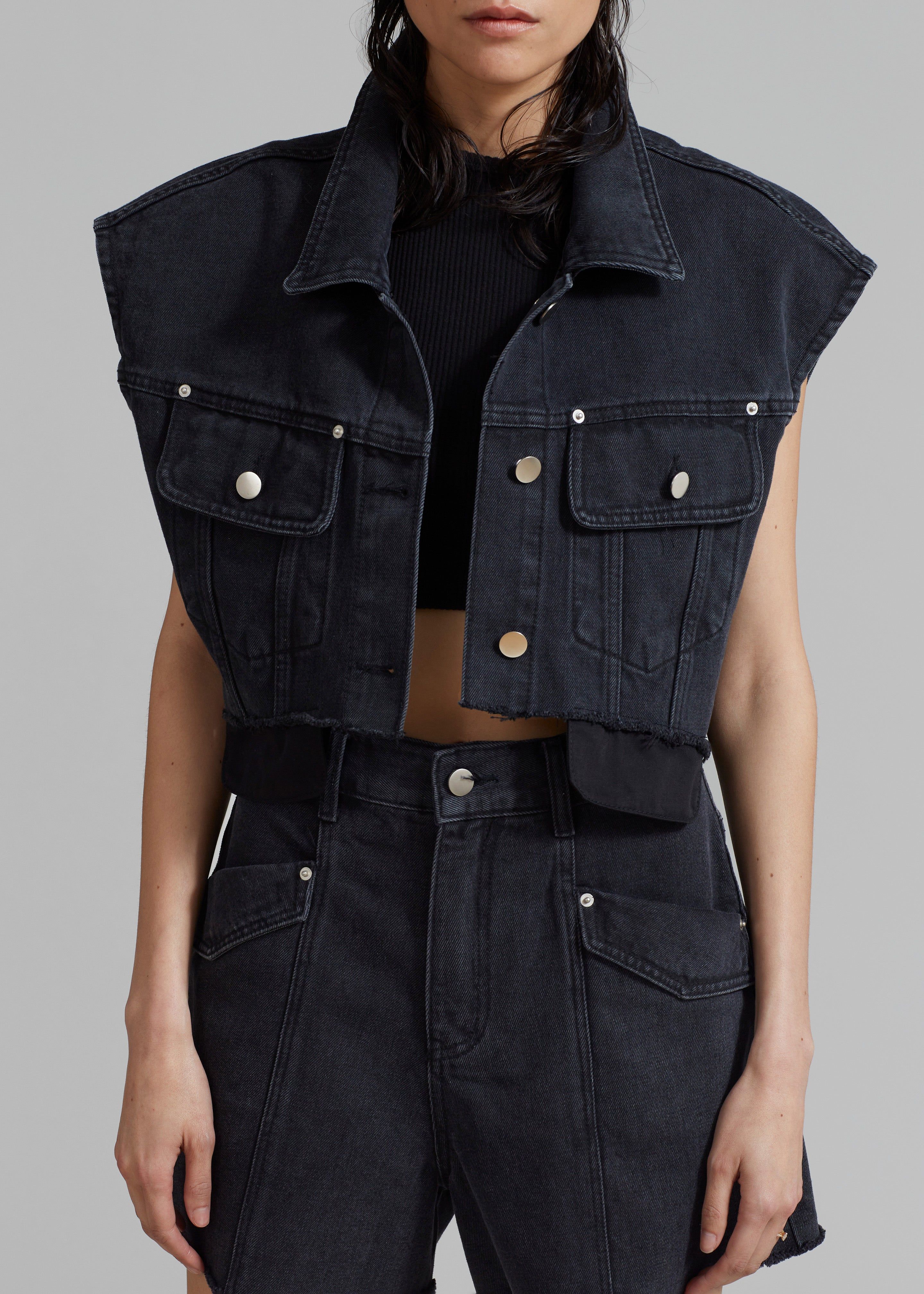 Mahoney Denim Cropped Vest - Black Washed sold by Frankie Shop product image thumbnail 2