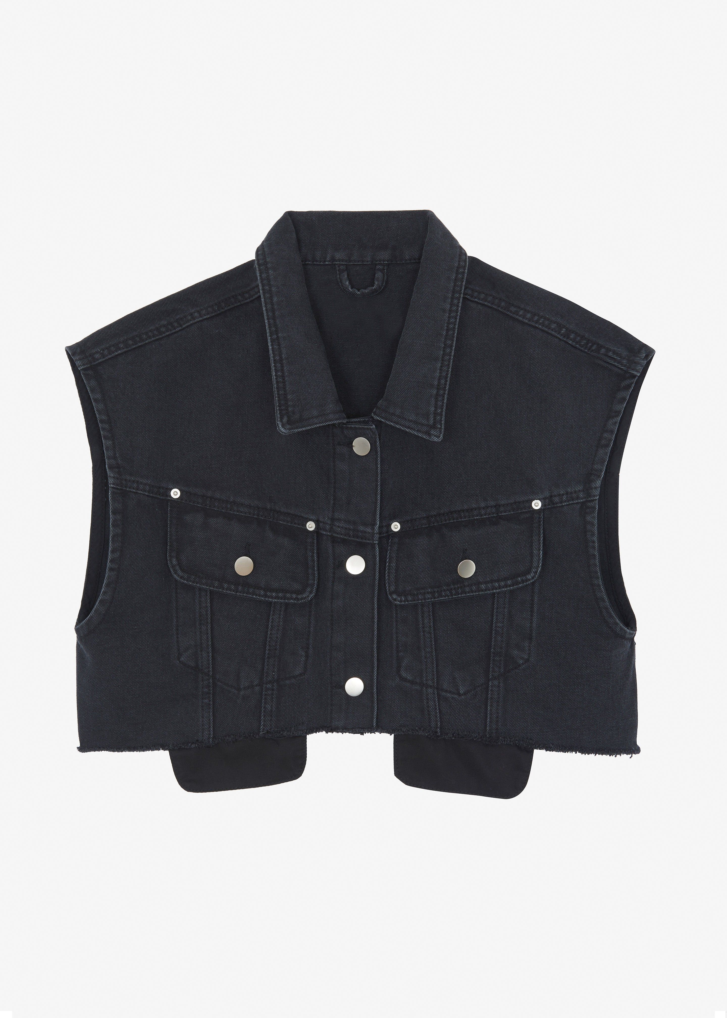 Mahoney Denim Cropped Vest - Black Washed sold by Frankie Shop product image thumbnail 7