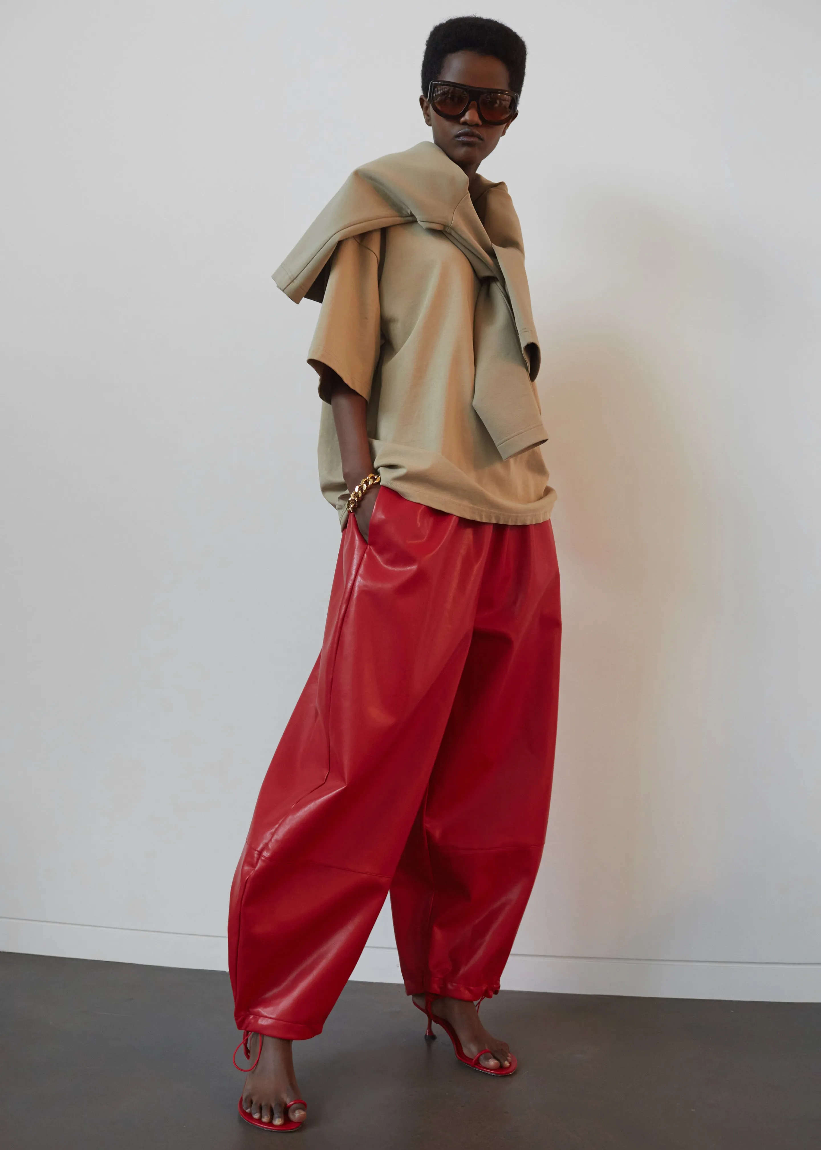 Briar Faux Leather Balloon Pants - Red sold by Frankie Shop