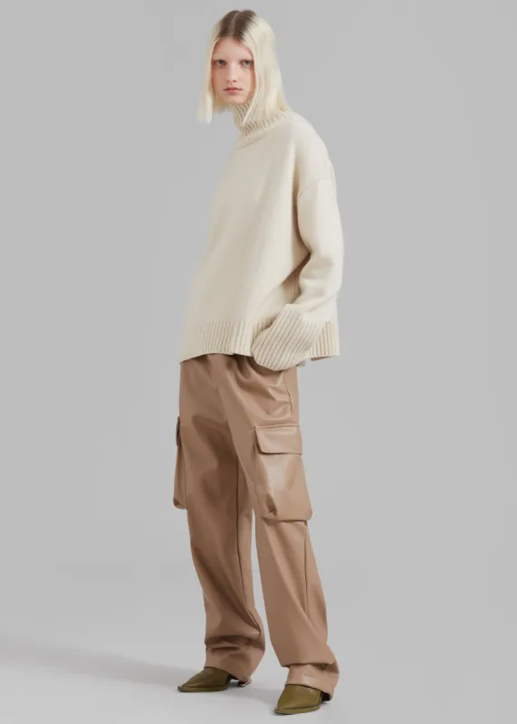 Elvinne Faux Leather Cargo Pants - Latte made by Frankie Shop
