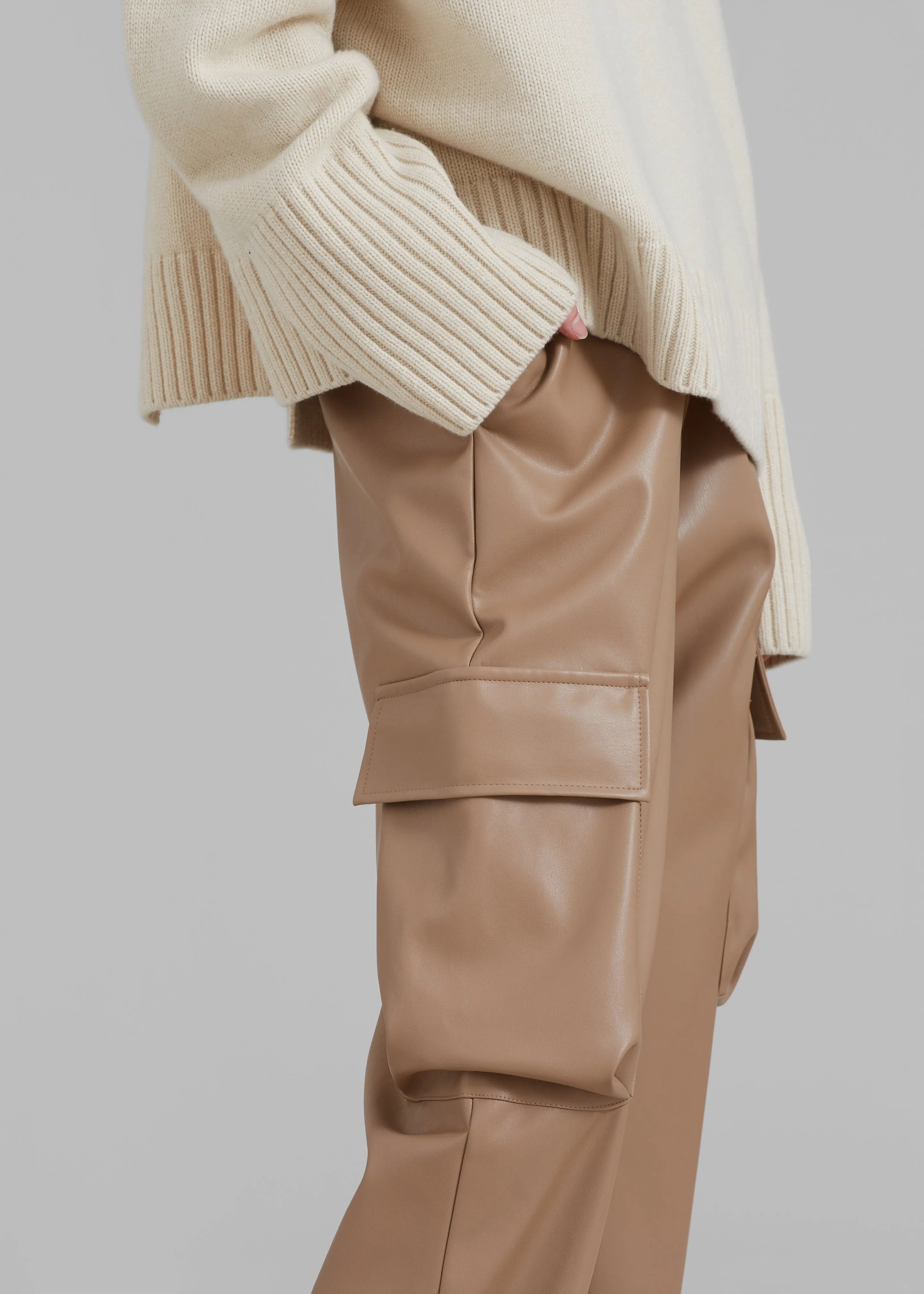 Elvinne Faux Leather Cargo Pants - Latte sold by Frankie Shop product image thumbnail 4