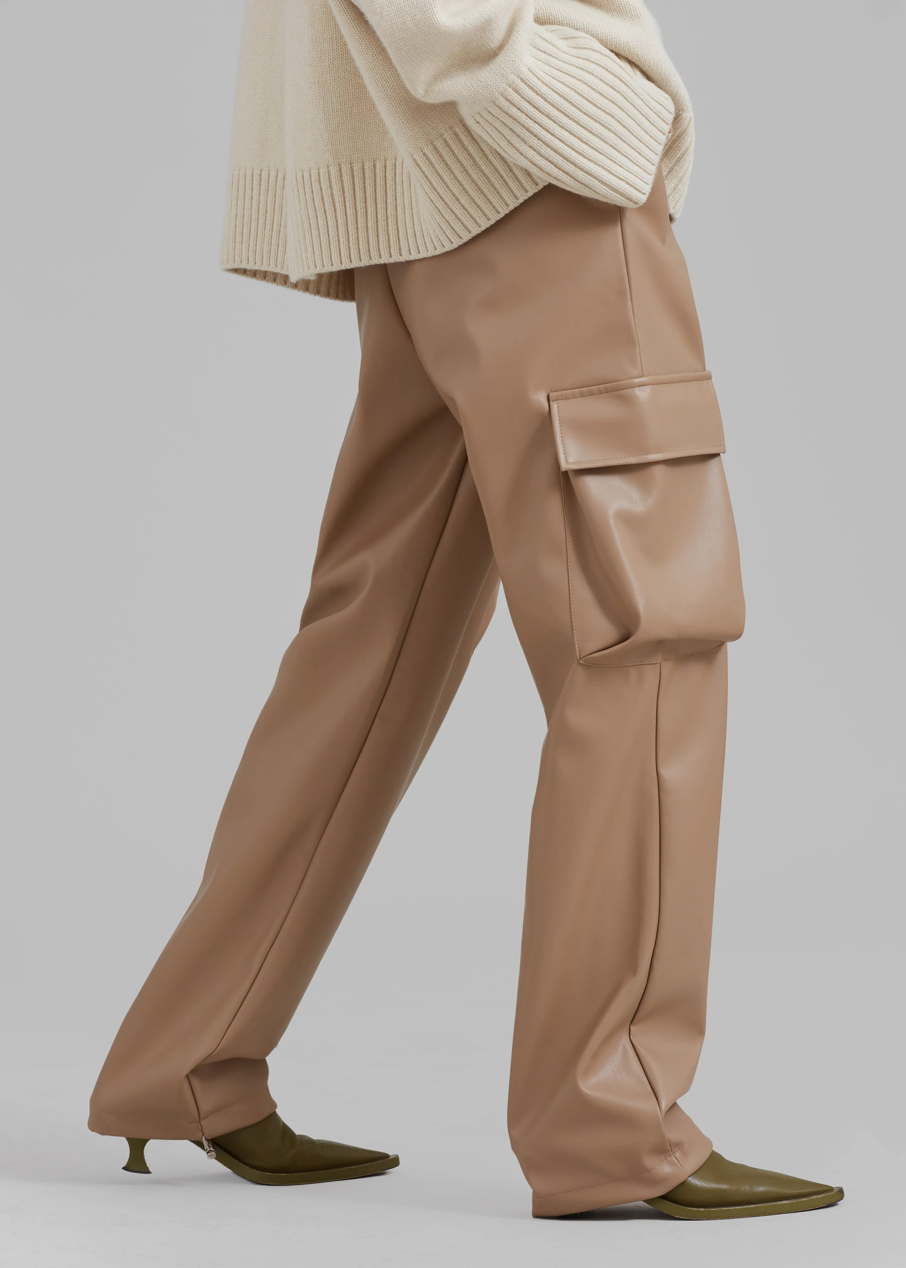 Elvinne Faux Leather Cargo Pants - Latte sold by Frankie Shop product image thumbnail 2