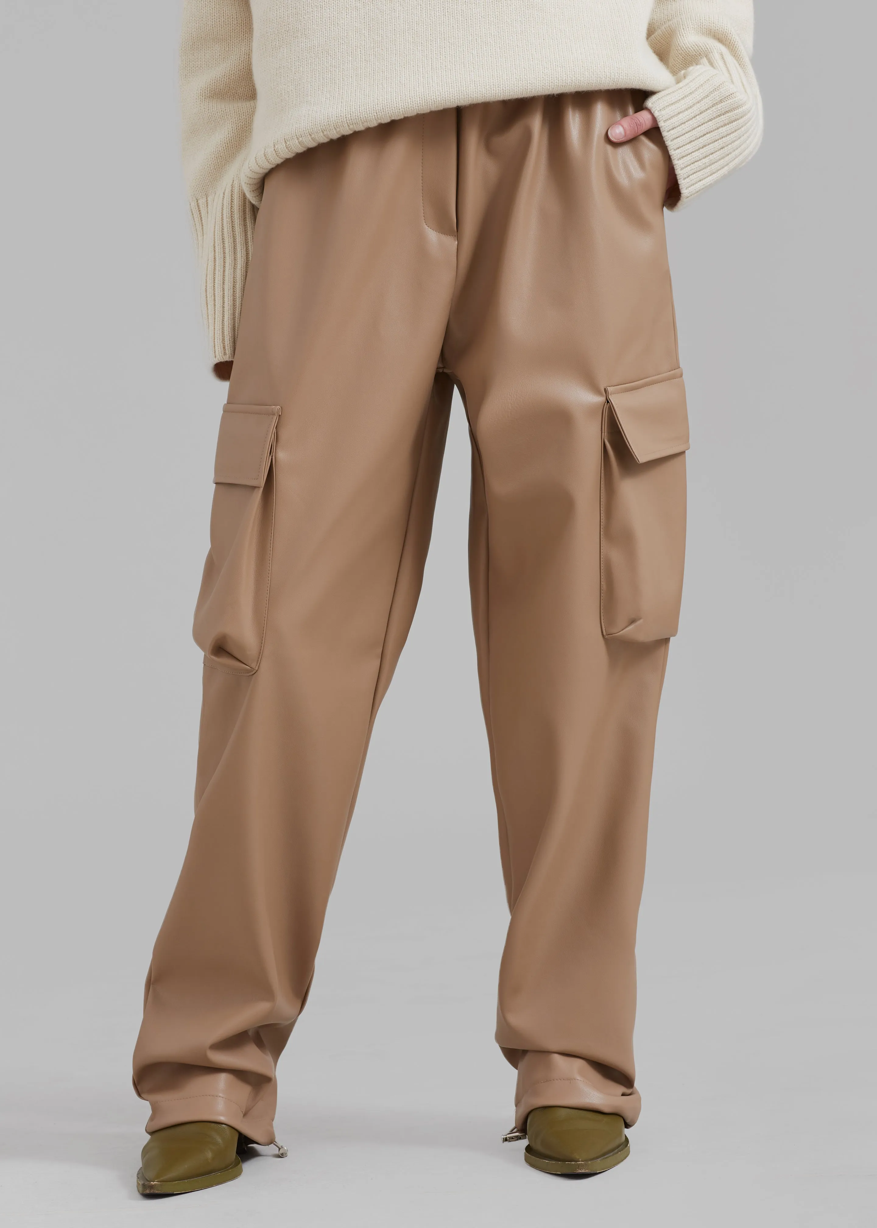 Elvinne Faux Leather Cargo Pants - Latte sold by Frankie Shop product image thumbnail 5