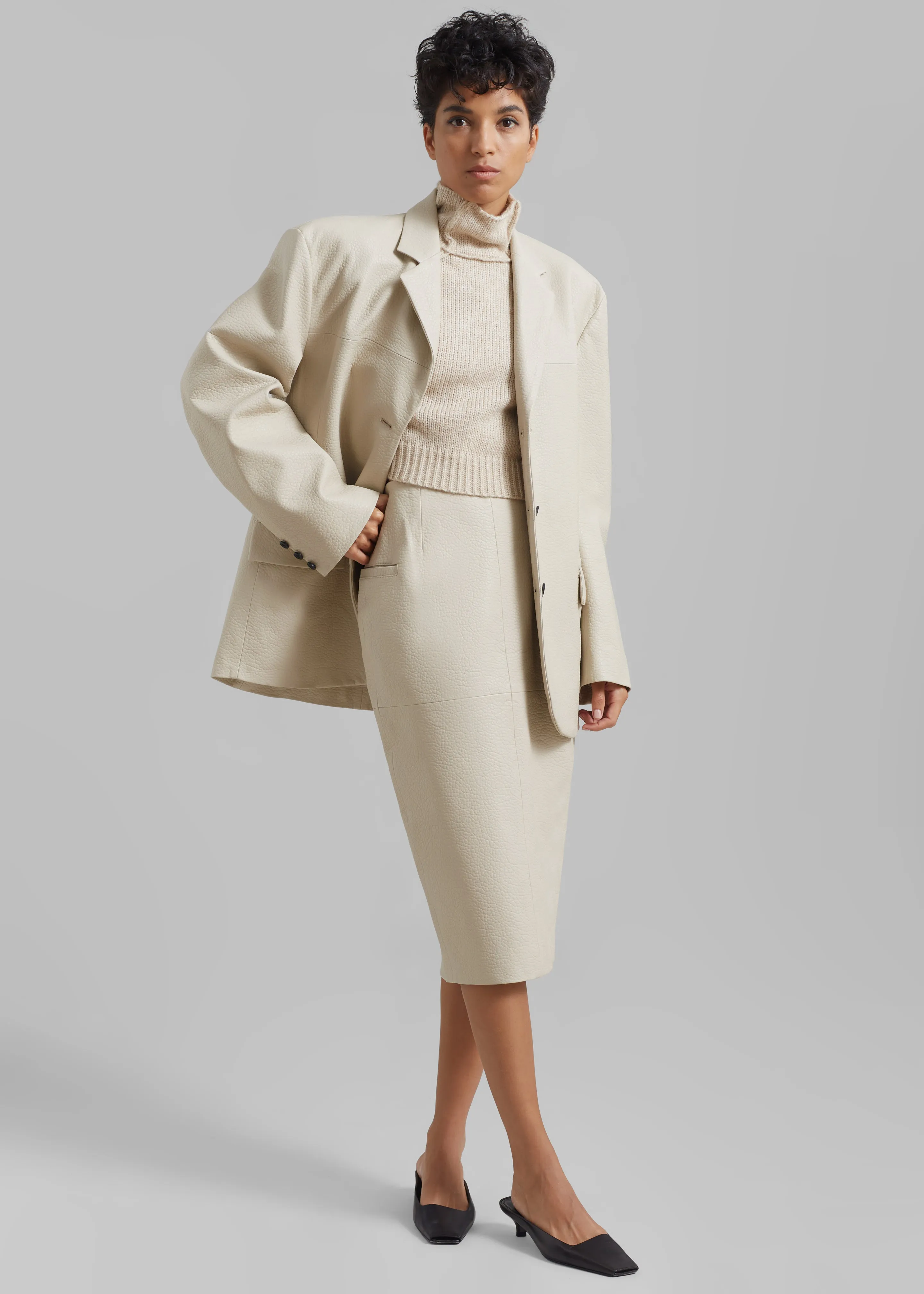 Orion Faux Leather Midi Skirt - Cream sold by Frankie Shop product image thumbnail 5