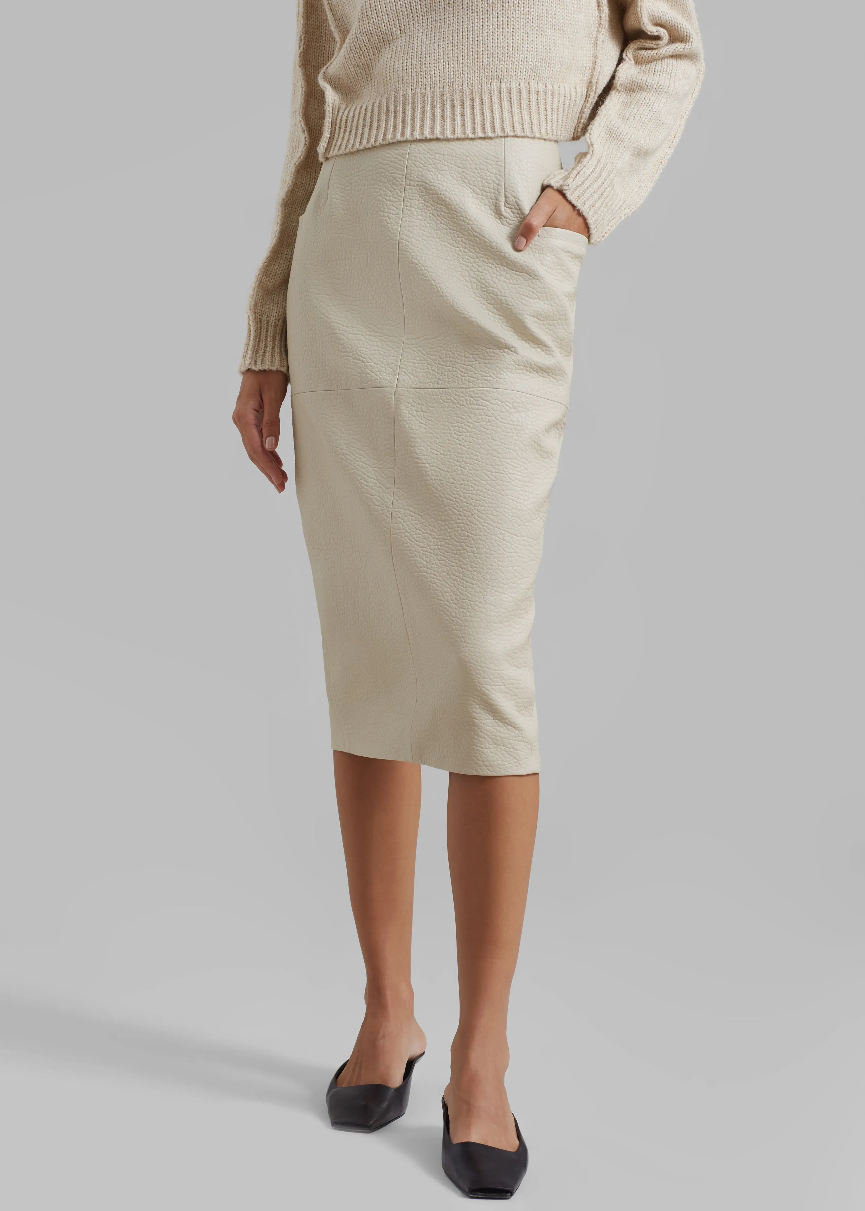 Orion Faux Leather Midi Skirt - Cream sold by Frankie Shop product image thumbnail 2