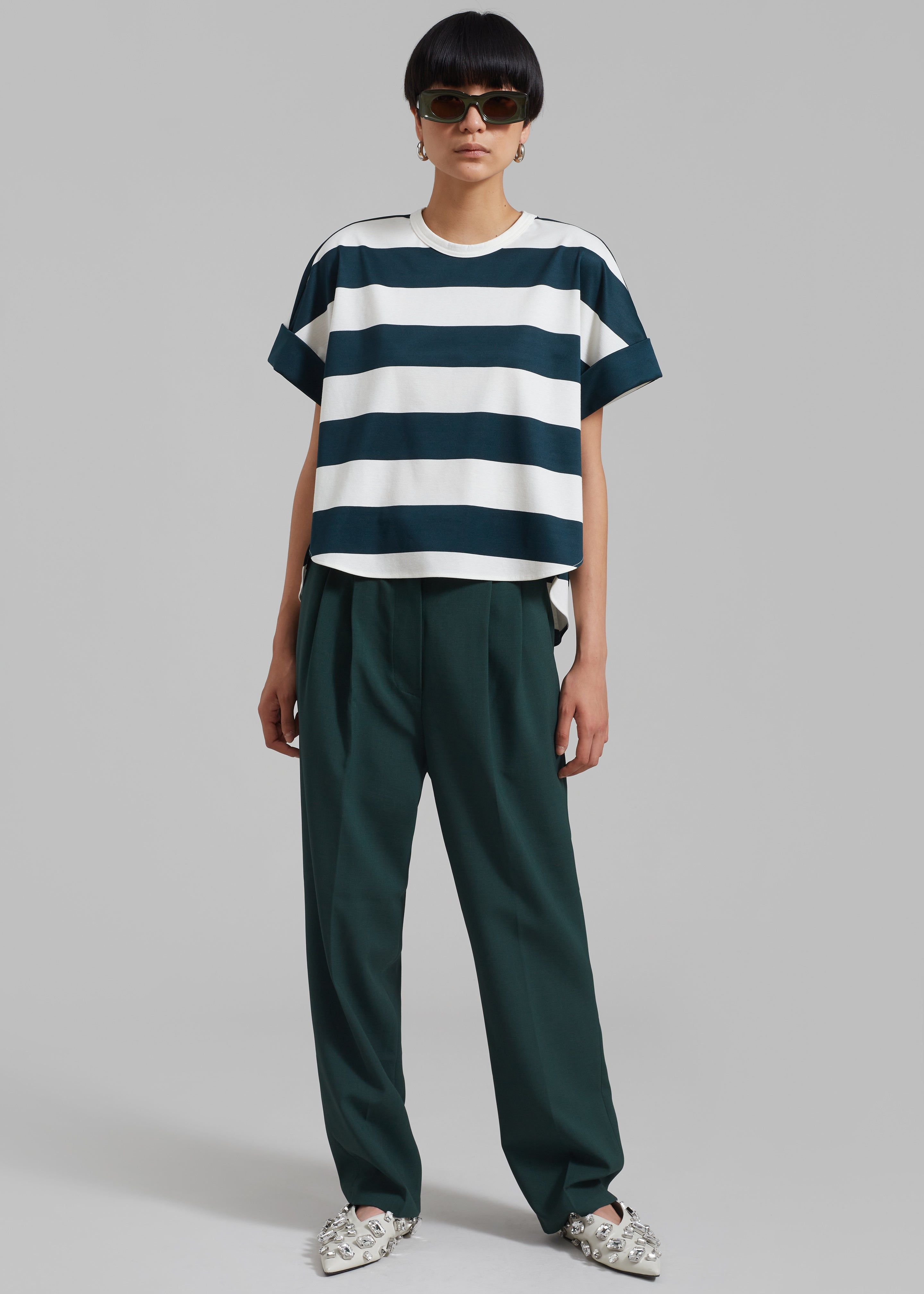 Ezra Rolled Up Tee - Green Stripe sold by Frankie Shop product image thumbnail 4