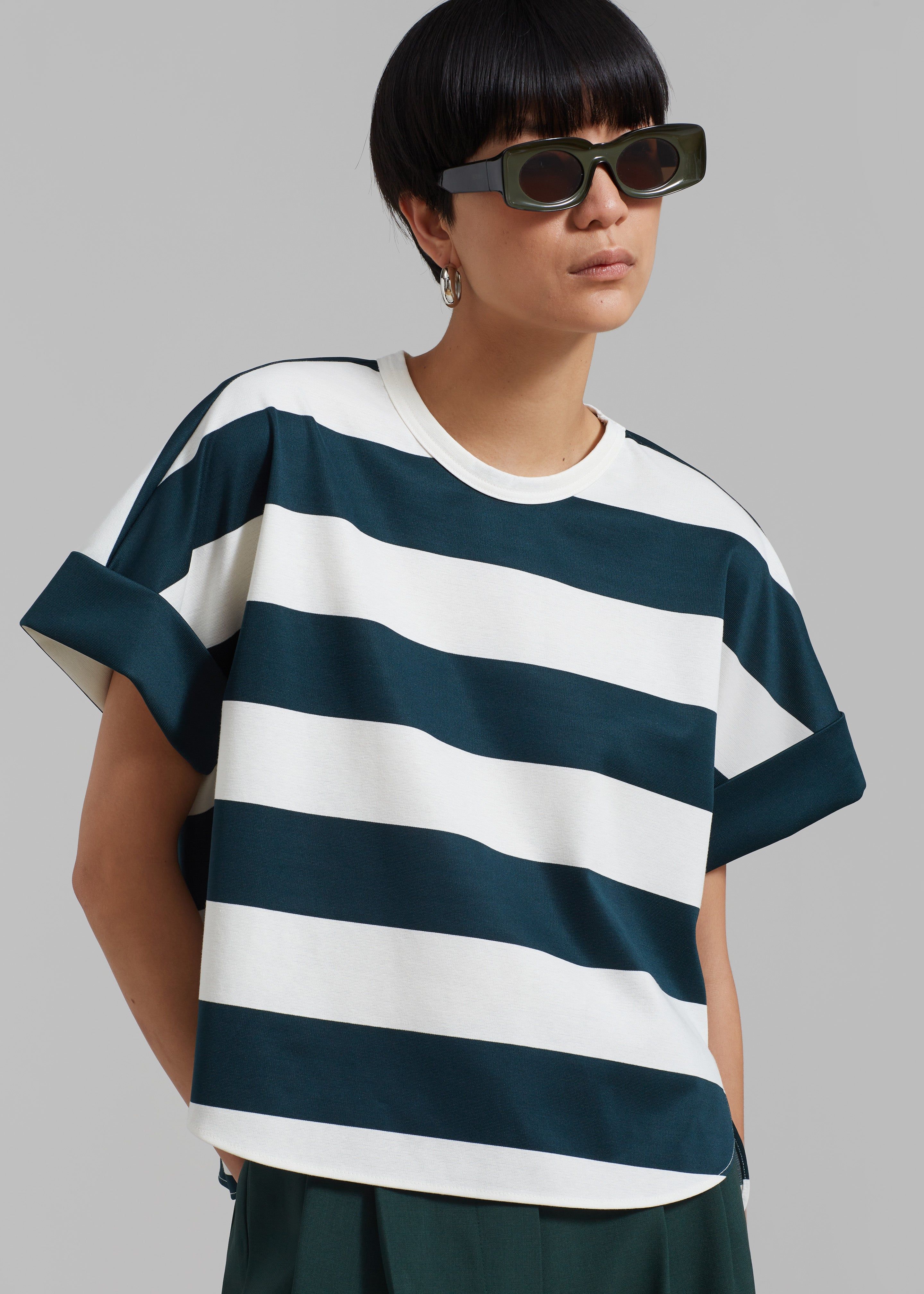 Ezra Rolled Up Tee - Green Stripe sold by Frankie Shop product image thumbnail 2