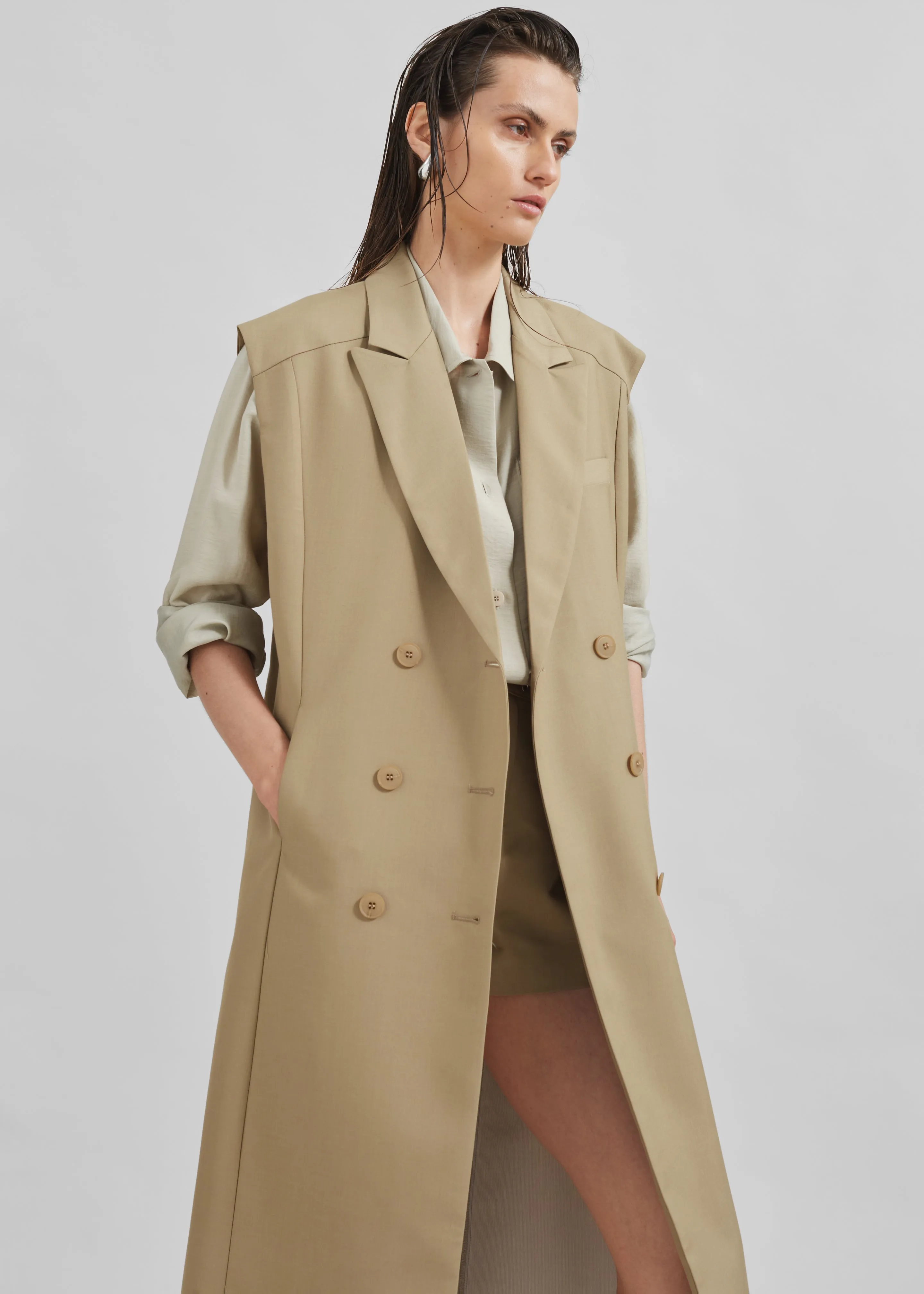 Alynn Vest Dress - Khaki sold by Frankie Shop product image thumbnail 5