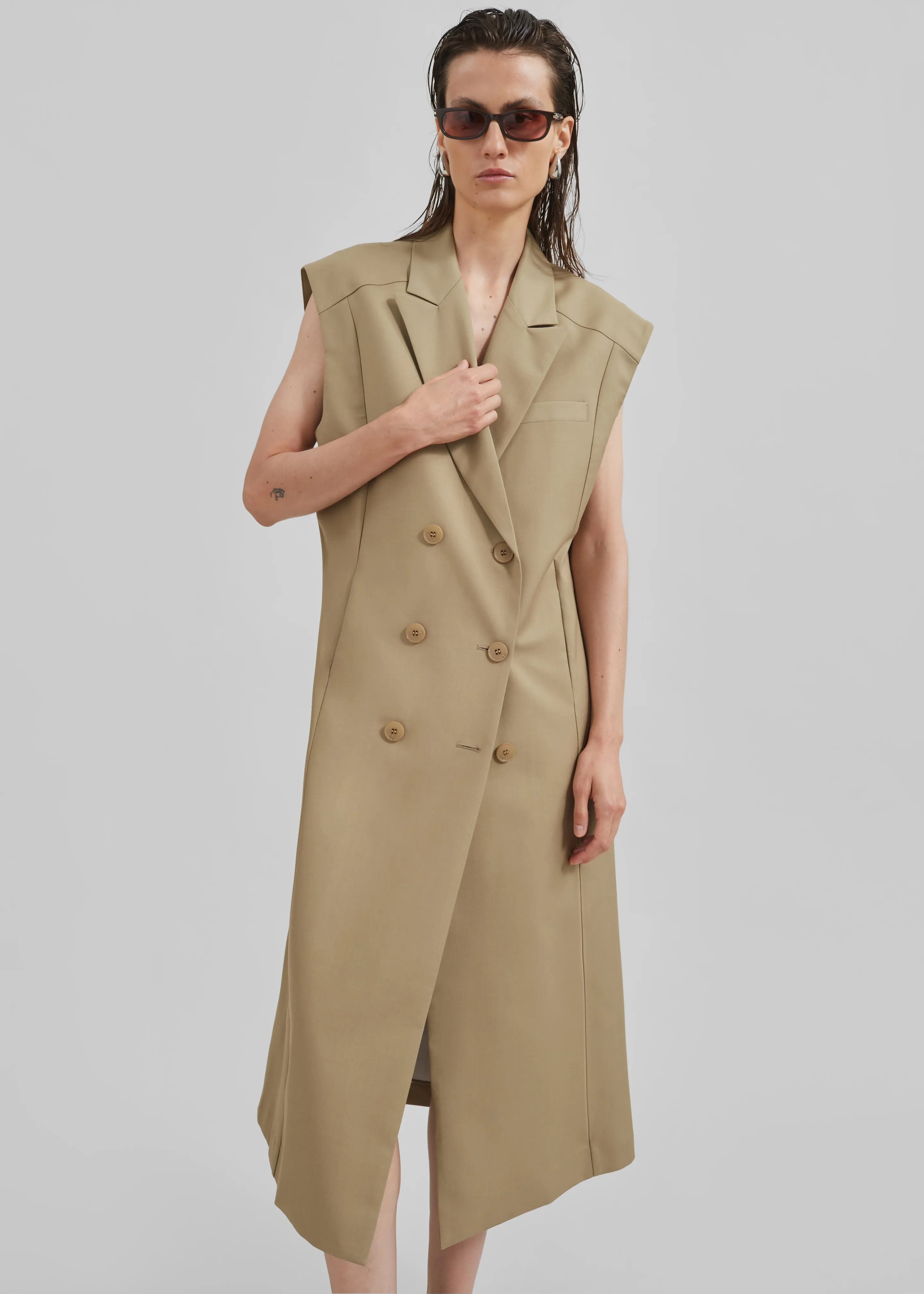 Alynn Vest Dress - Khaki sold by Frankie Shop product image thumbnail 2