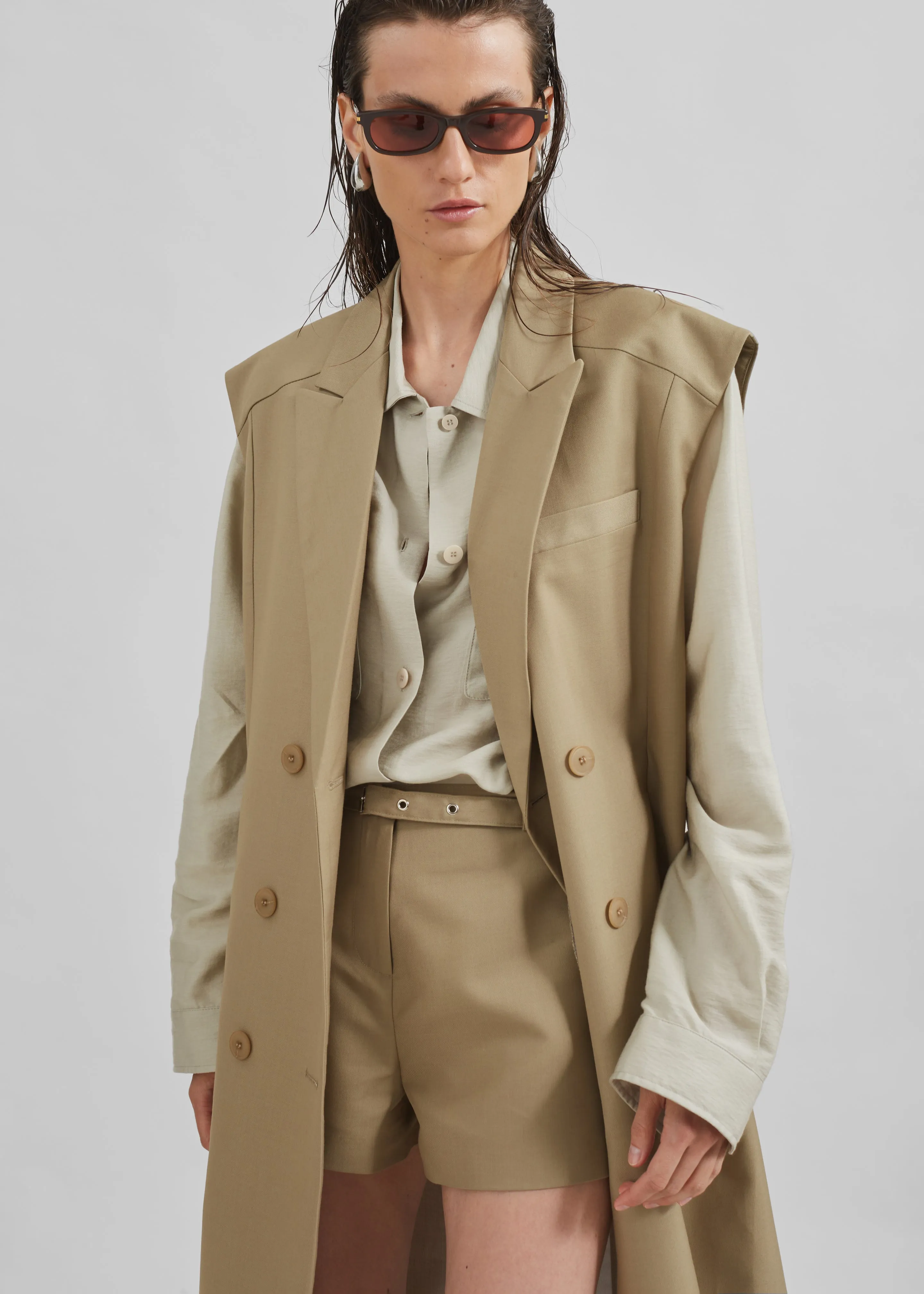 Alynn Vest Dress - Khaki sold by Frankie Shop product image thumbnail 3