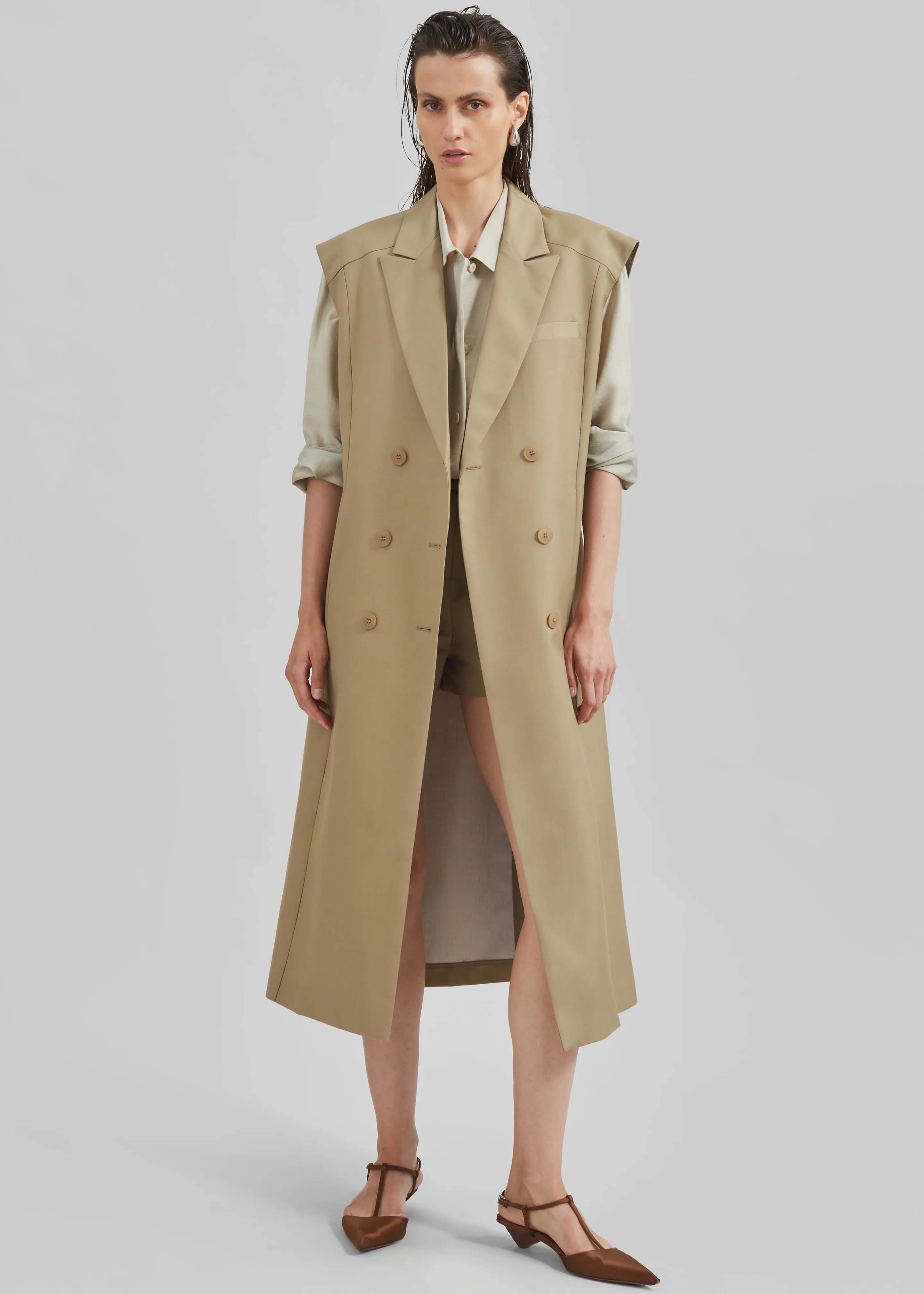 Alynn Vest Dress - Khaki sold by Frankie Shop product image thumbnail 4