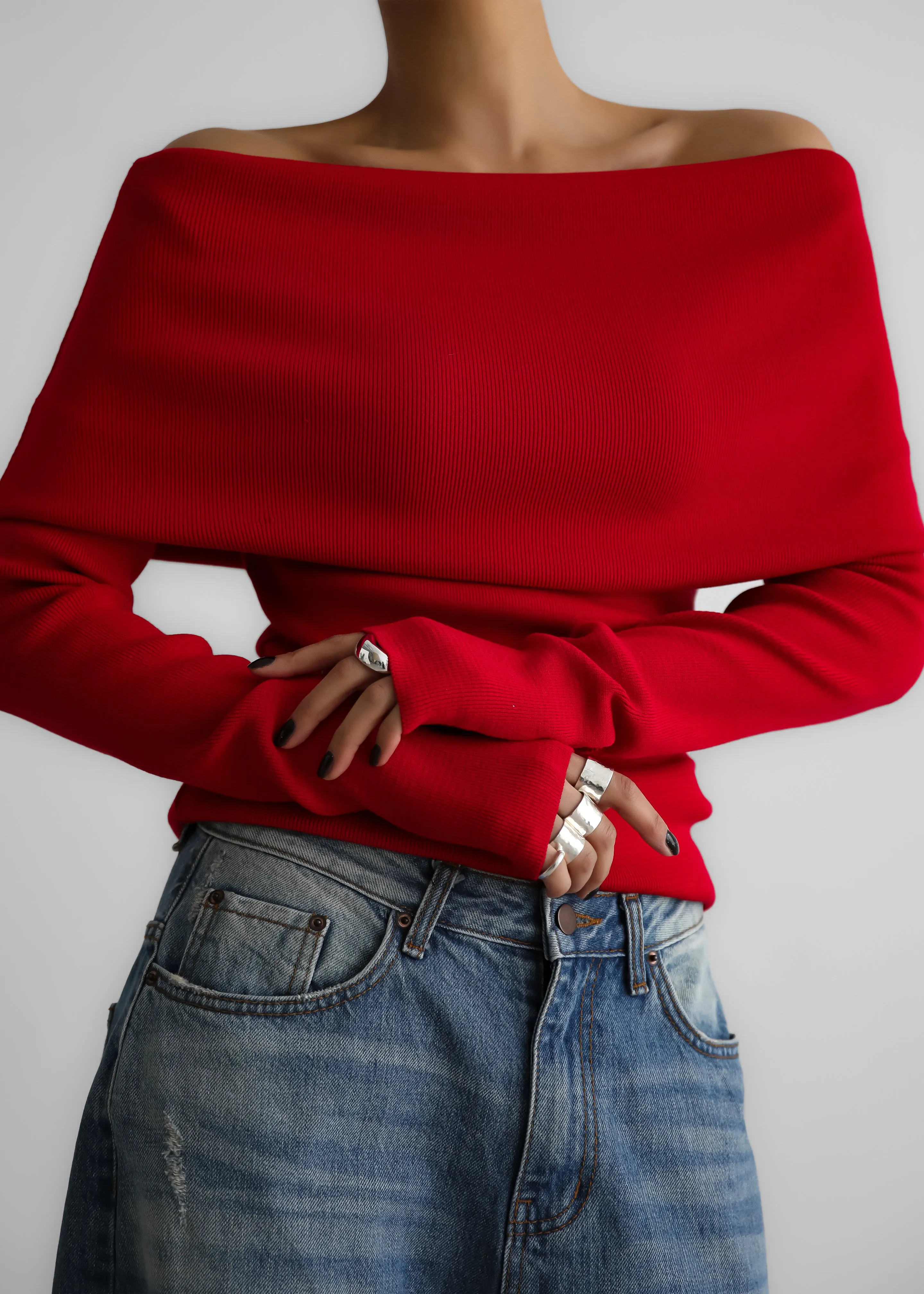 Lizzie Off The Shoulder Top - Red sold by Frankie Shop product image thumbnail 3