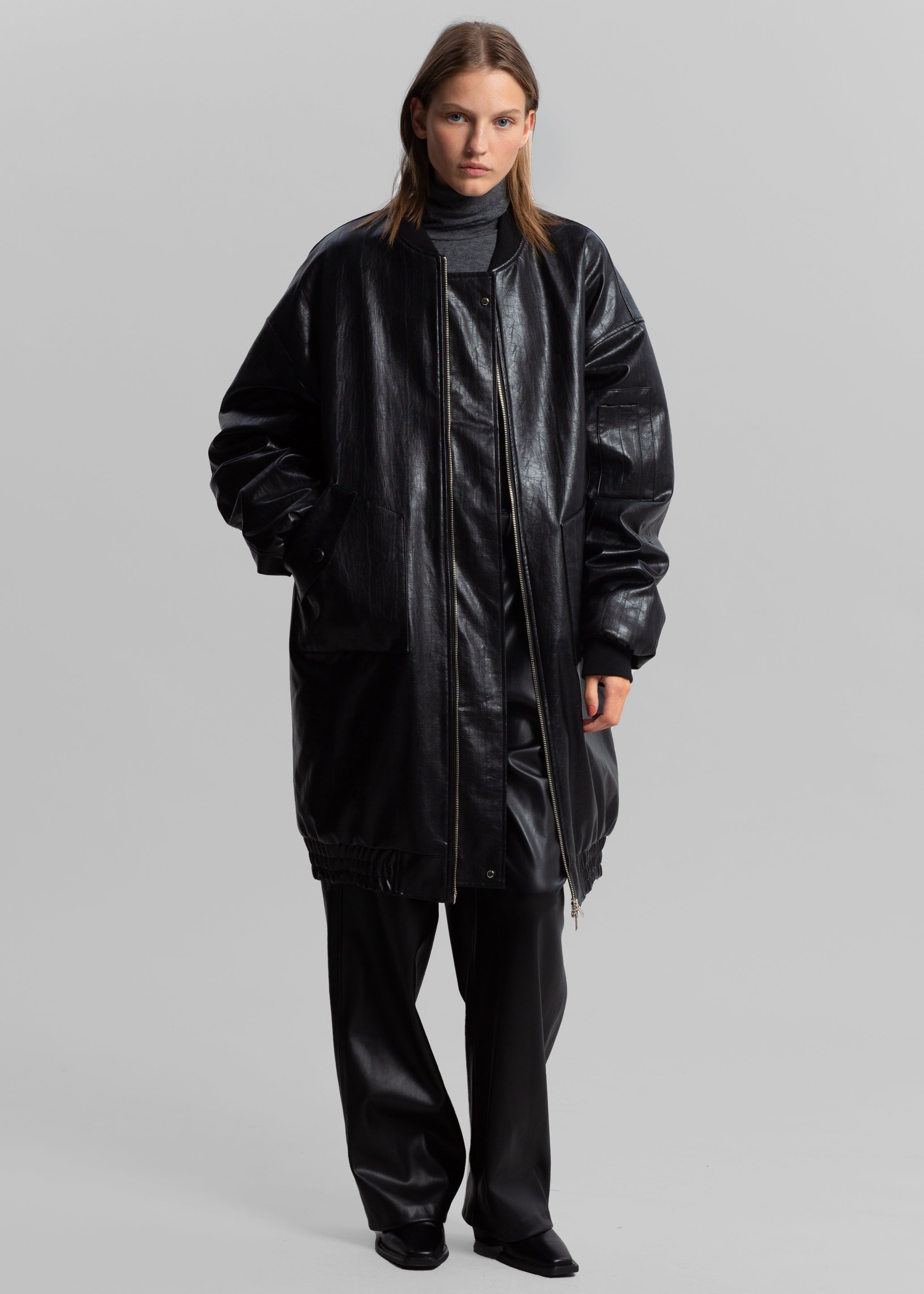 Jesse Long Faux Leather Bomber - Black sold by Frankie Shop product image thumbnail 3