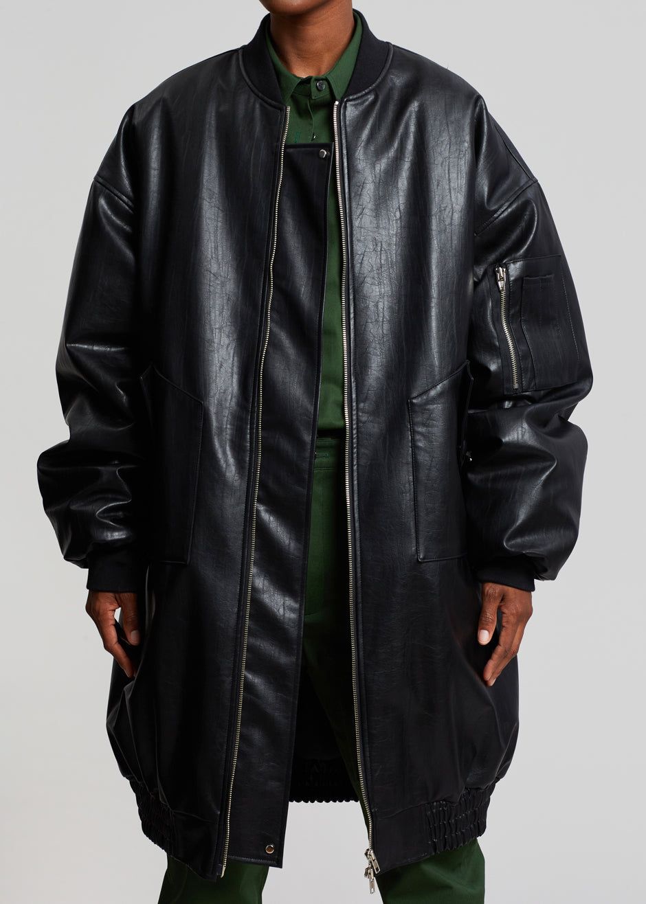 Jesse Long Faux Leather Bomber - Black sold by Frankie Shop product image thumbnail 6