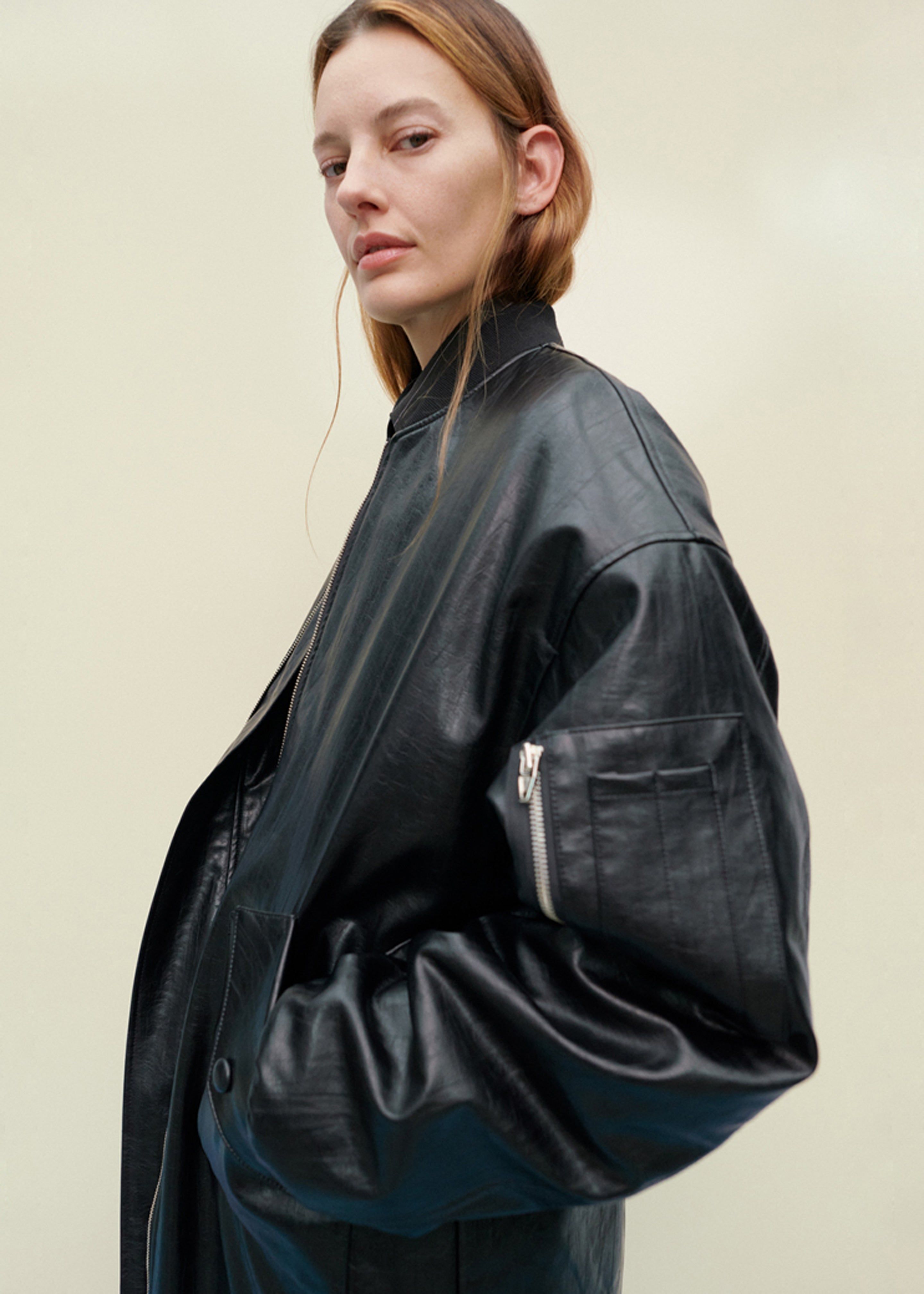 Jesse Long Faux Leather Bomber - Black sold by Frankie Shop product image thumbnail 14