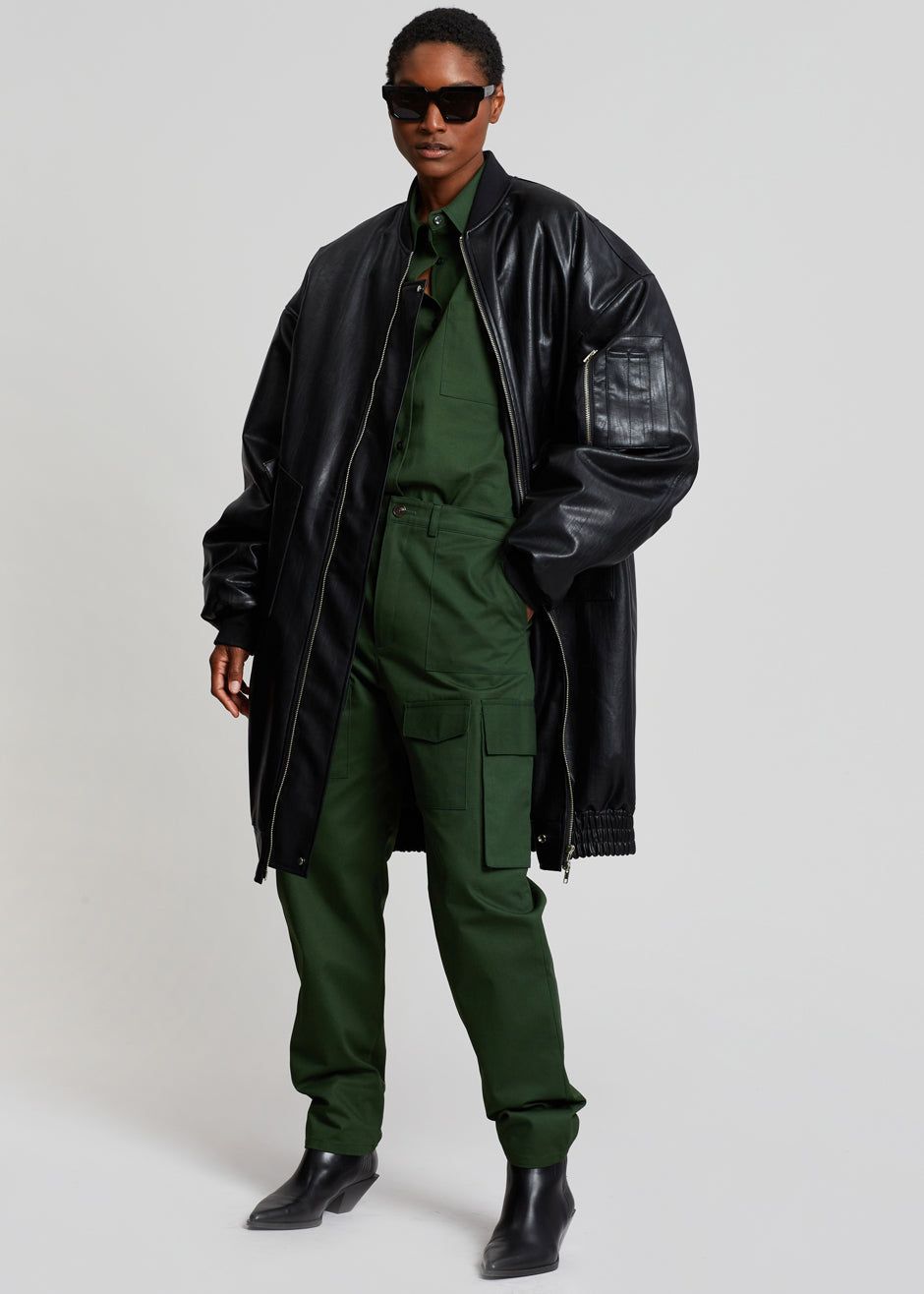 Jesse Long Faux Leather Bomber - Black sold by Frankie Shop product image thumbnail 5