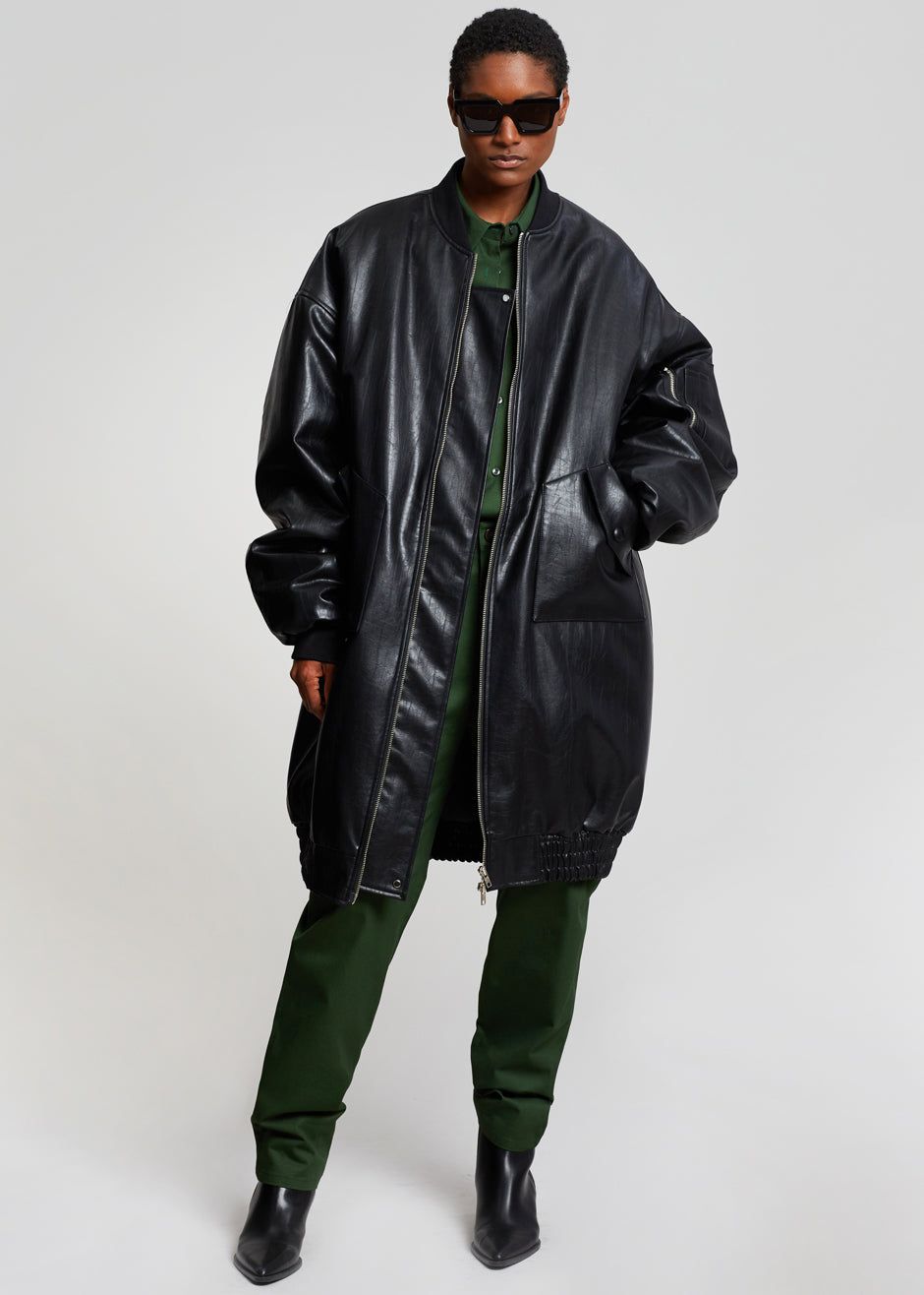 Jesse Long Faux Leather Bomber - Black sold by Frankie Shop product image thumbnail 7