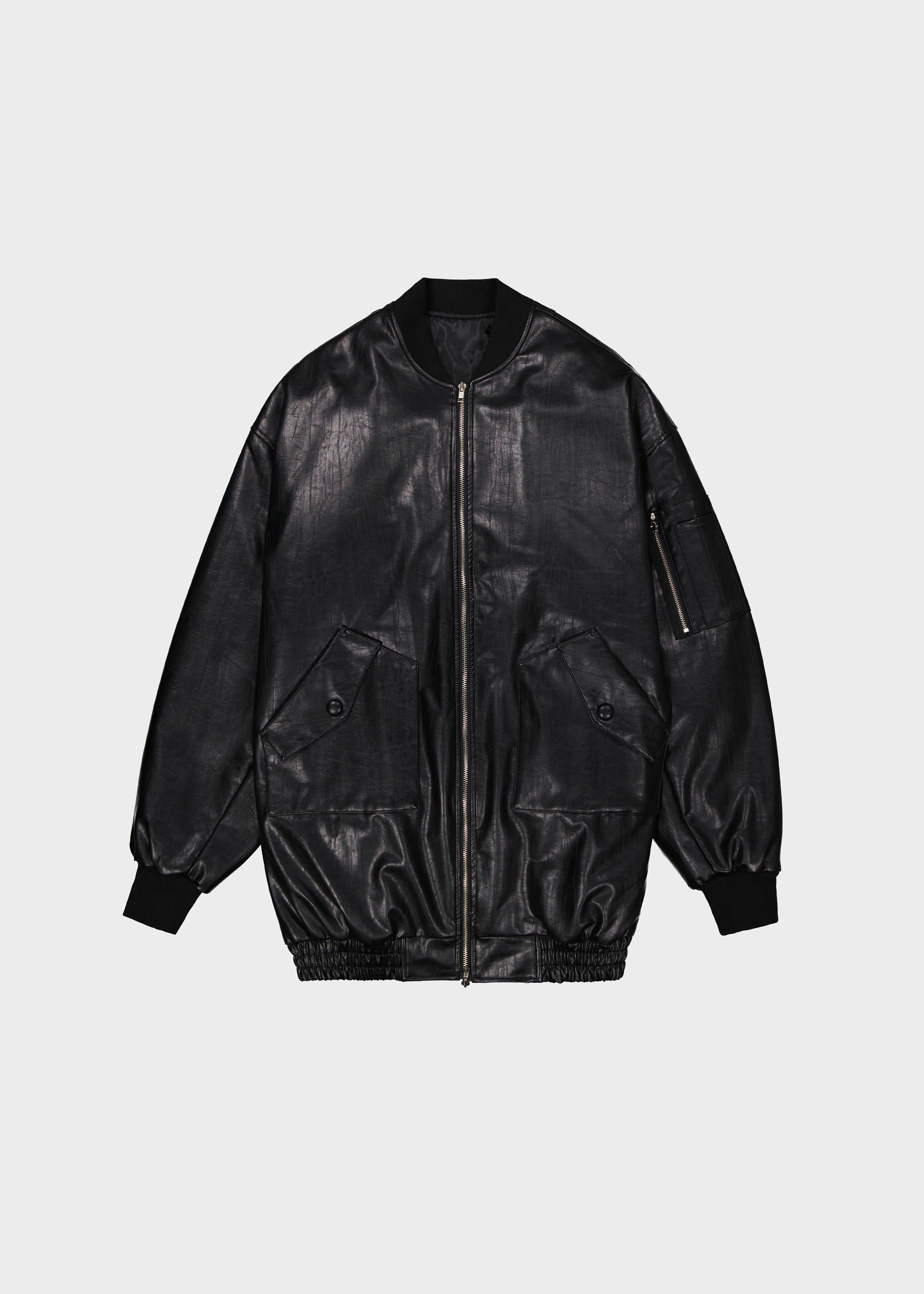 Jesse Long Faux Leather Bomber - Black sold by Frankie Shop product image thumbnail 16