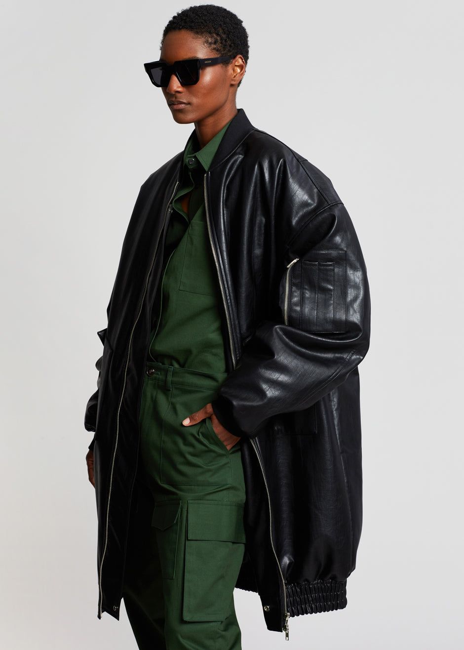 Jesse Long Faux Leather Bomber - Black sold by Frankie Shop product image thumbnail 9