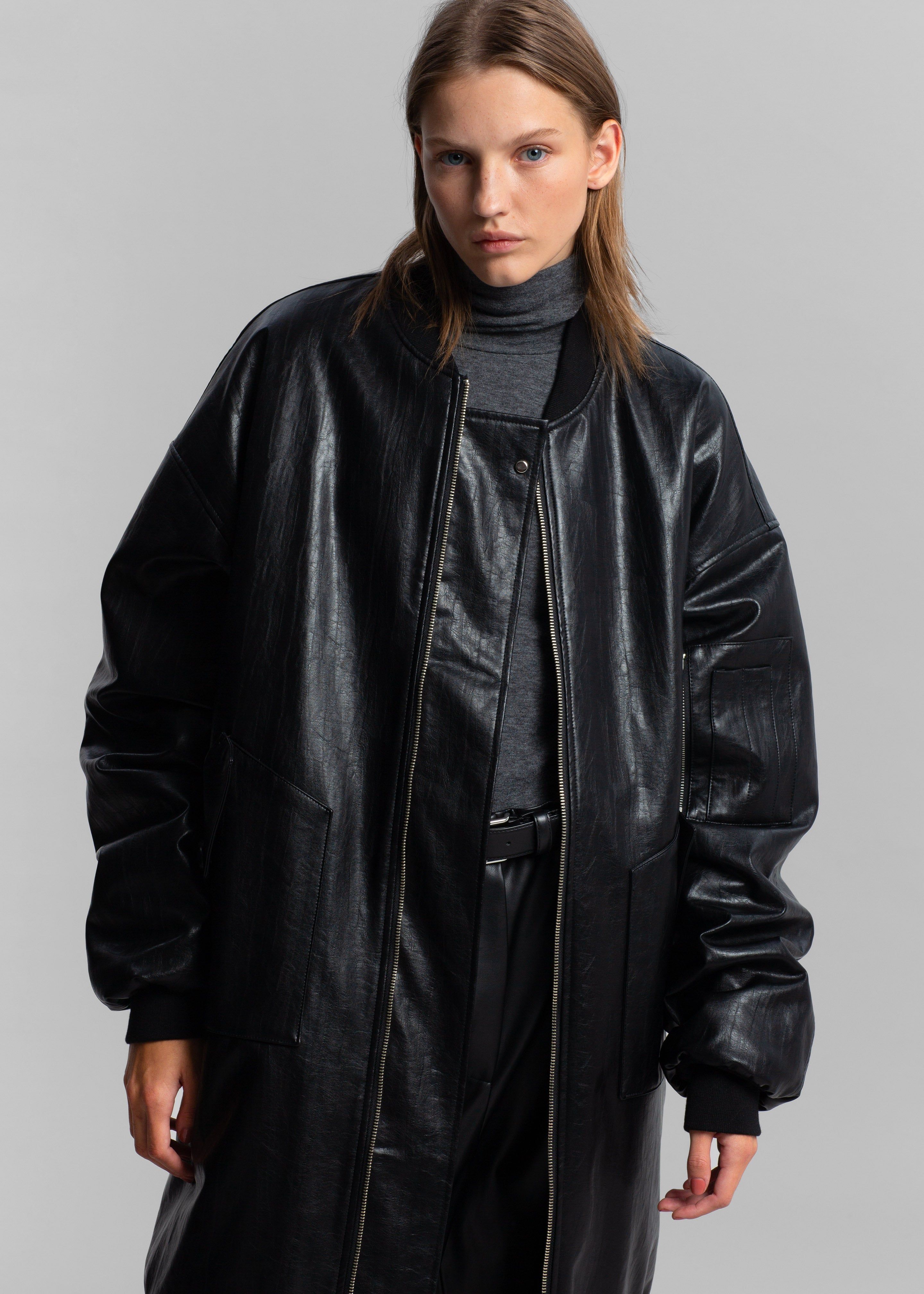 Jesse Long Faux Leather Bomber - Black sold by Frankie Shop product image thumbnail 2