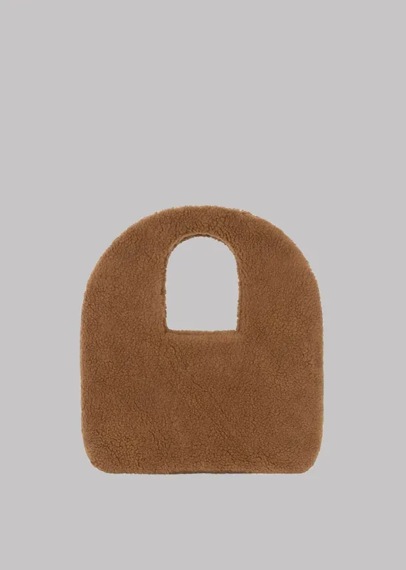 KASSL Editions Faux Shearling Dome Bag - Cognac made by Frankie Shop