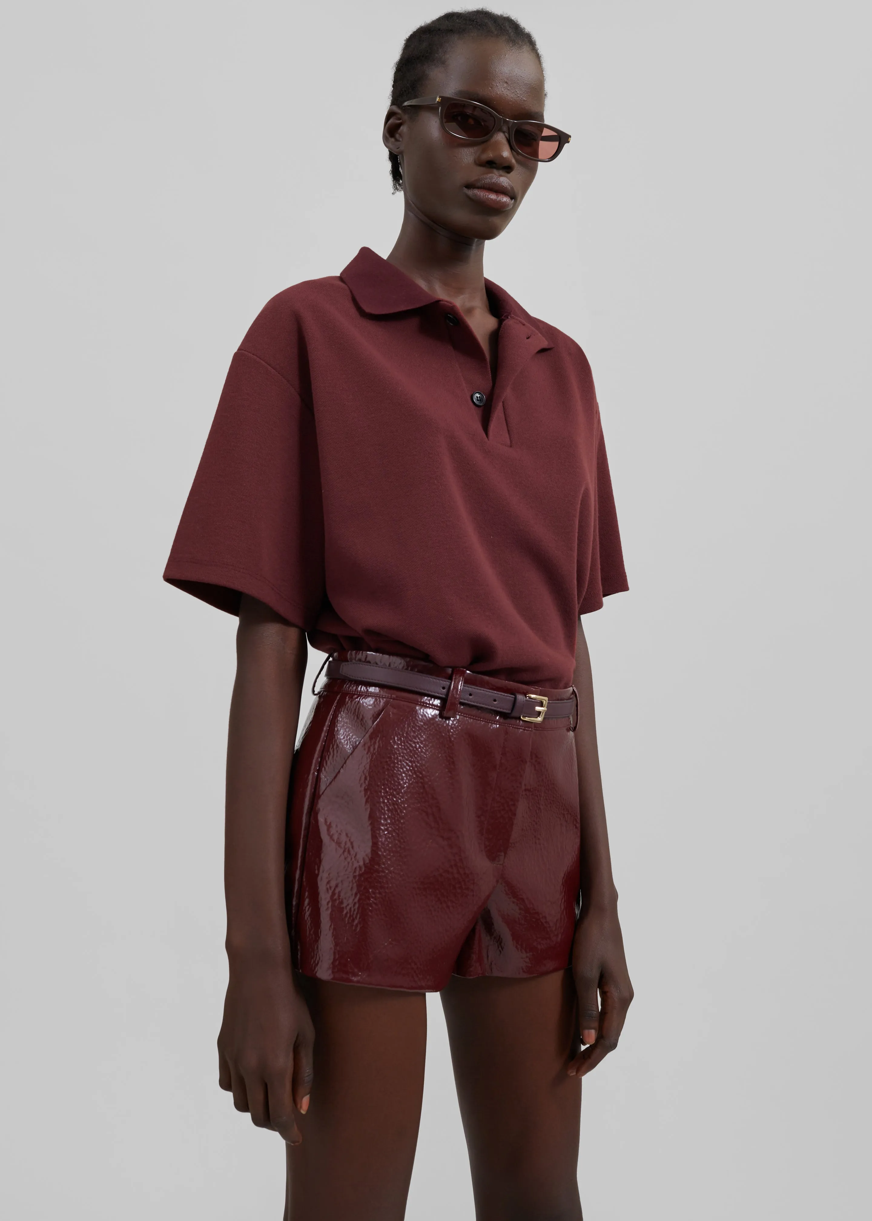Dianne Polo Shirt - Burgundy sold by Frankie Shop product image thumbnail 3