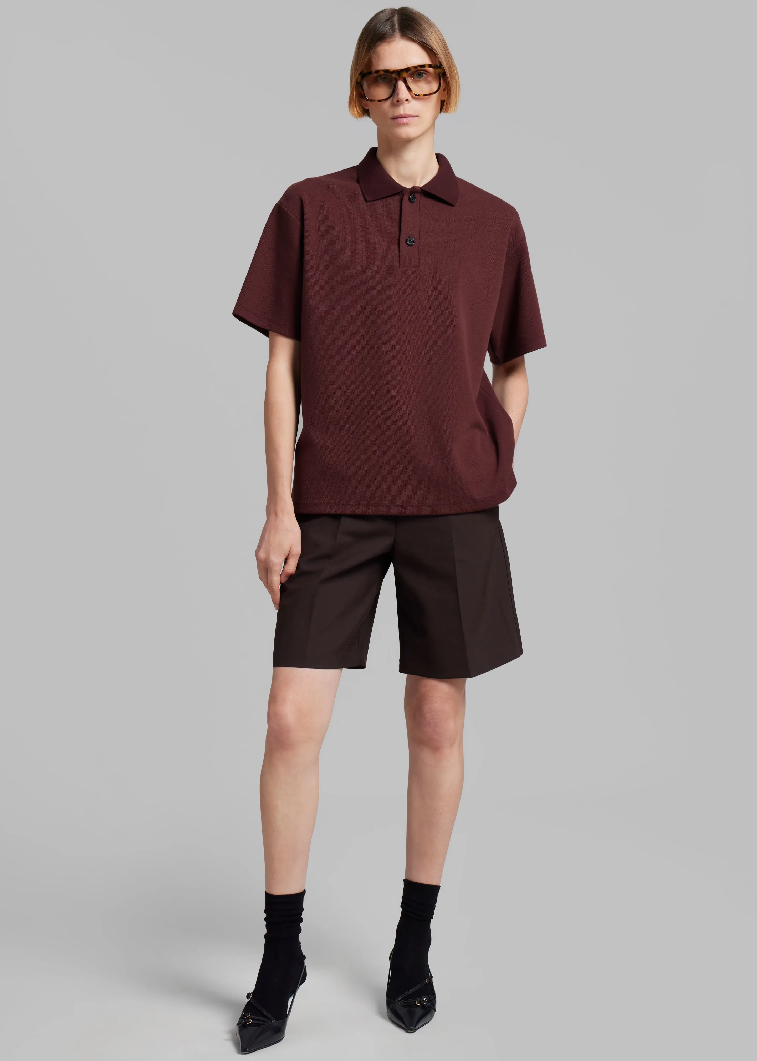 Dianne Polo Shirt - Burgundy sold by Frankie Shop product image thumbnail 4