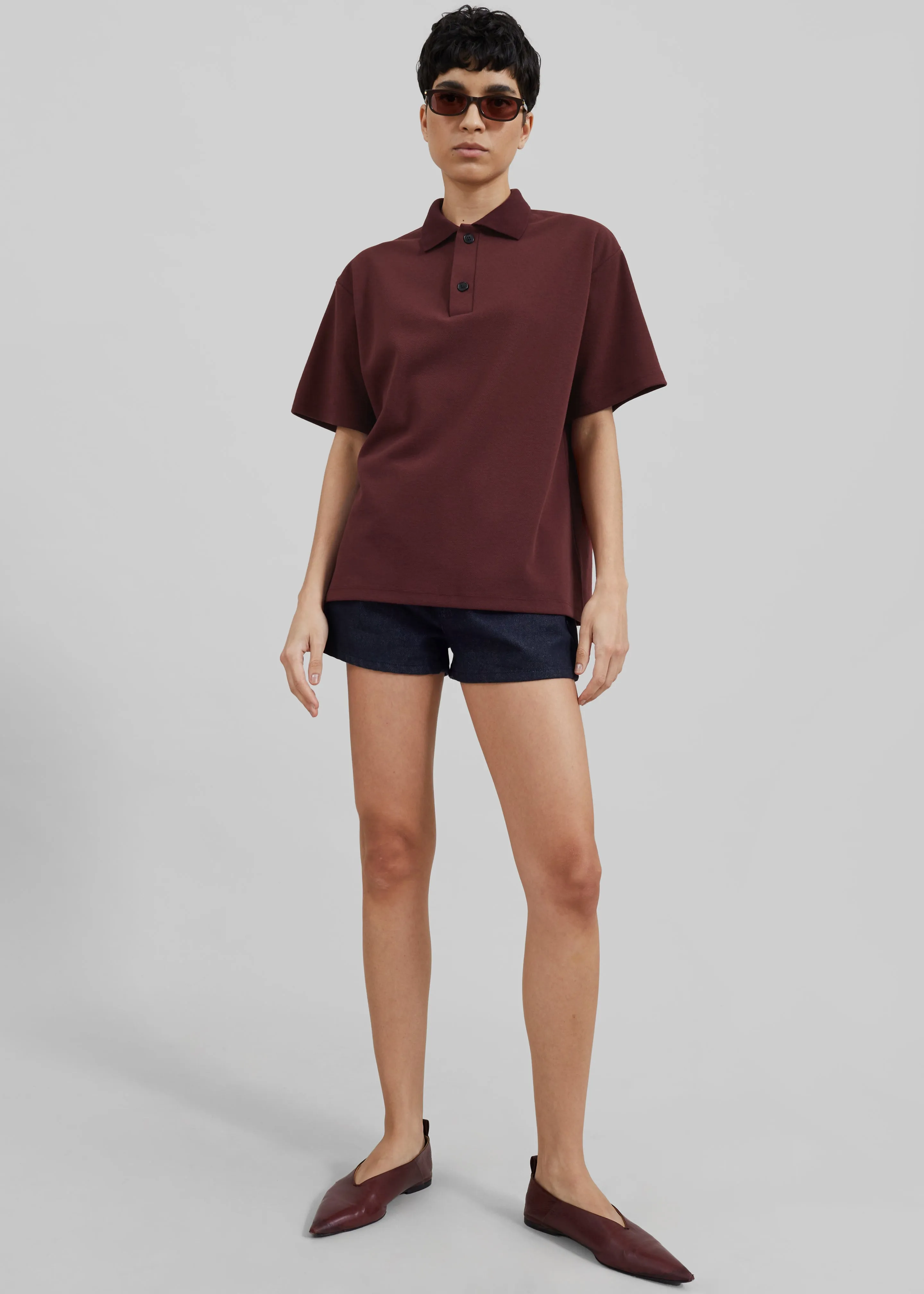 Dianne Polo Shirt - Burgundy sold by Frankie Shop product image thumbnail 5