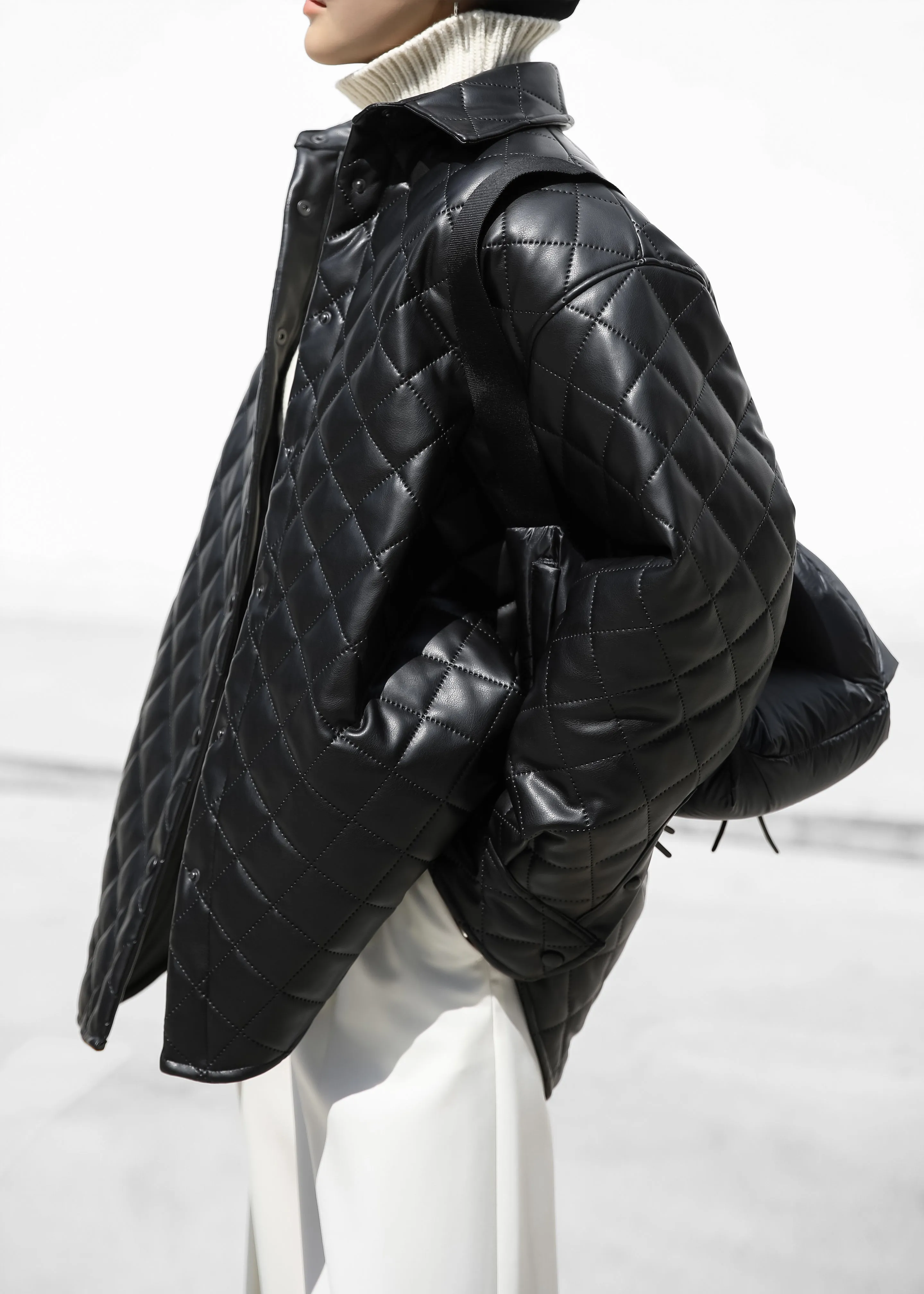 Zak Padded Quilted Shirt Jacket - Black sold by Frankie Shop product image thumbnail 3