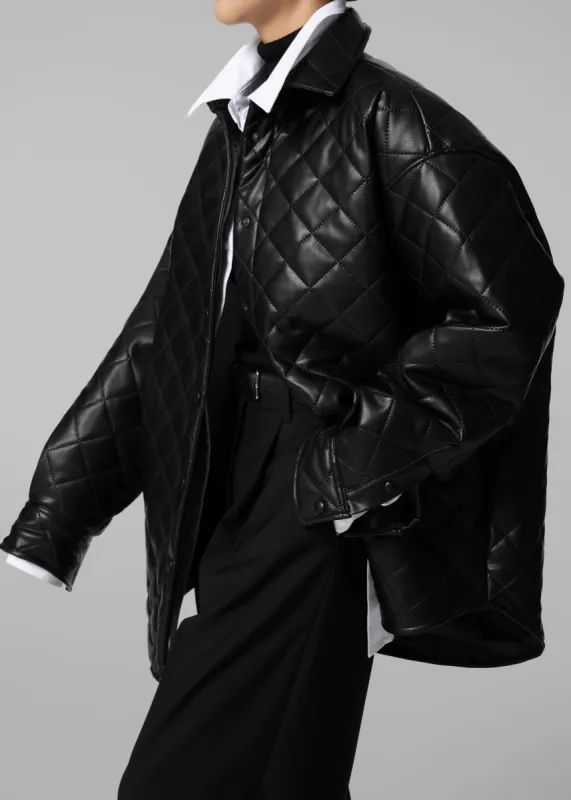 Zak Padded Quilted Shirt Jacket - Black sold by Frankie Shop