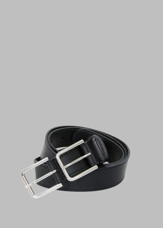 Willow Double Buckle Leather Belt - Black made by Frankie Shop