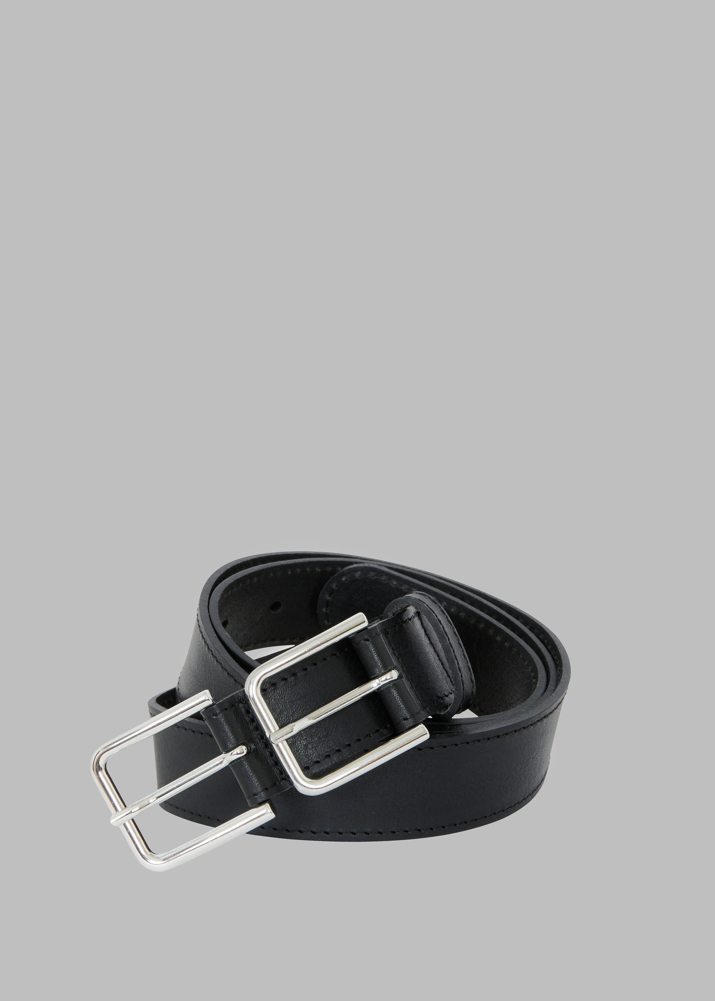Willow Double Buckle Leather Belt - Black sold by Frankie Shop