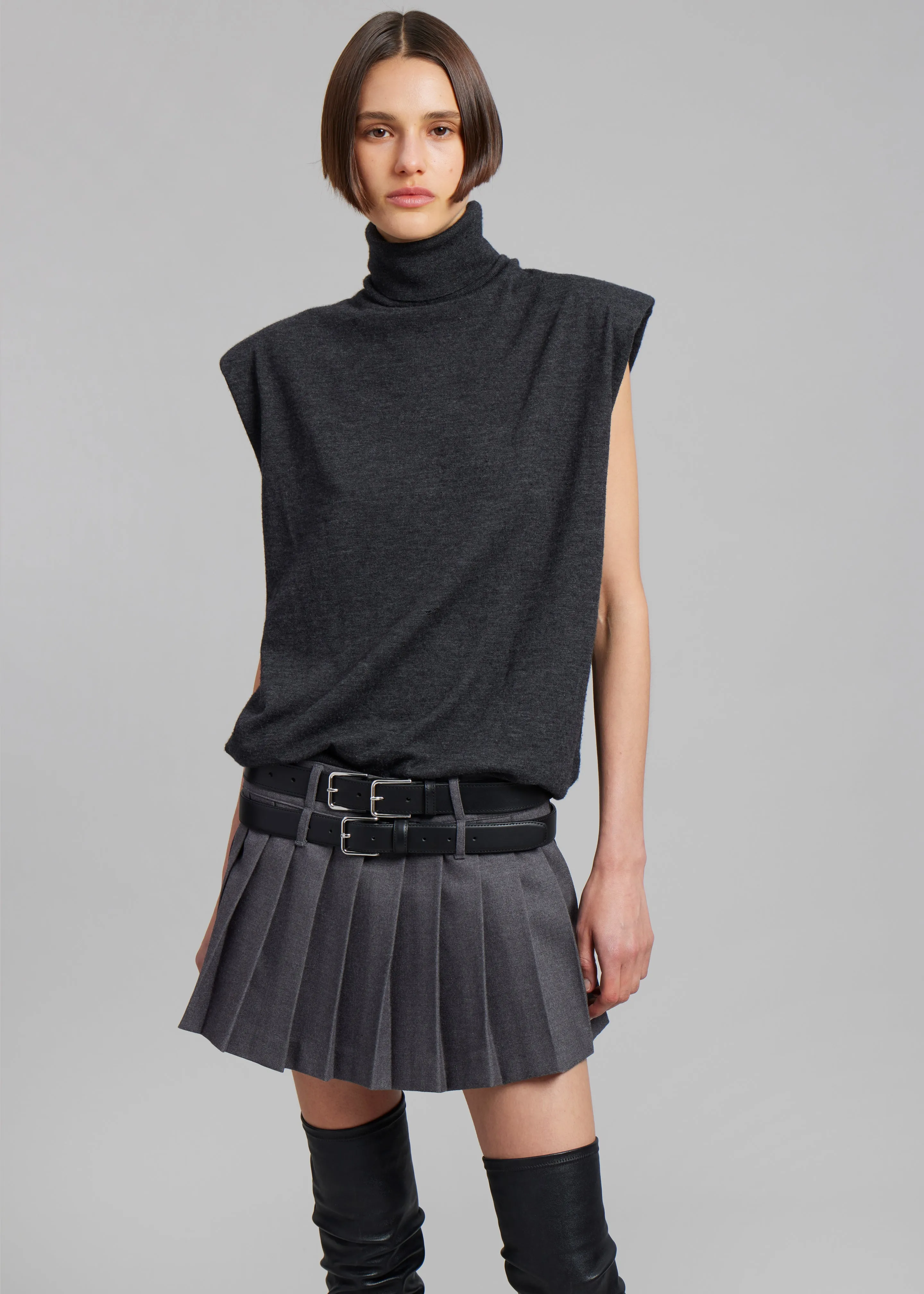 Willow Double Buckle Leather Belt - Black sold by Frankie Shop product image thumbnail 4