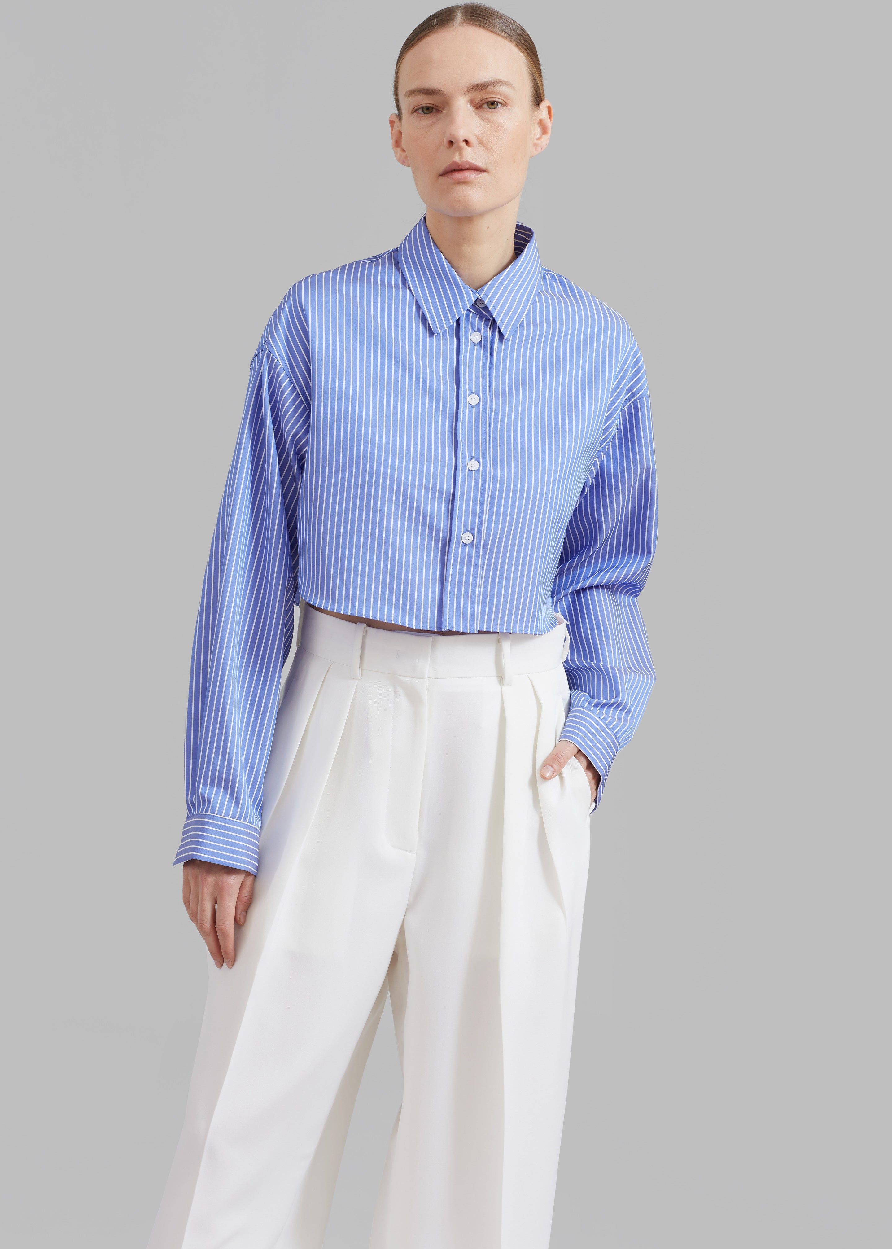 Steffi Cropped Shirt - White Stripe sold by Frankie Shop product image thumbnail 2