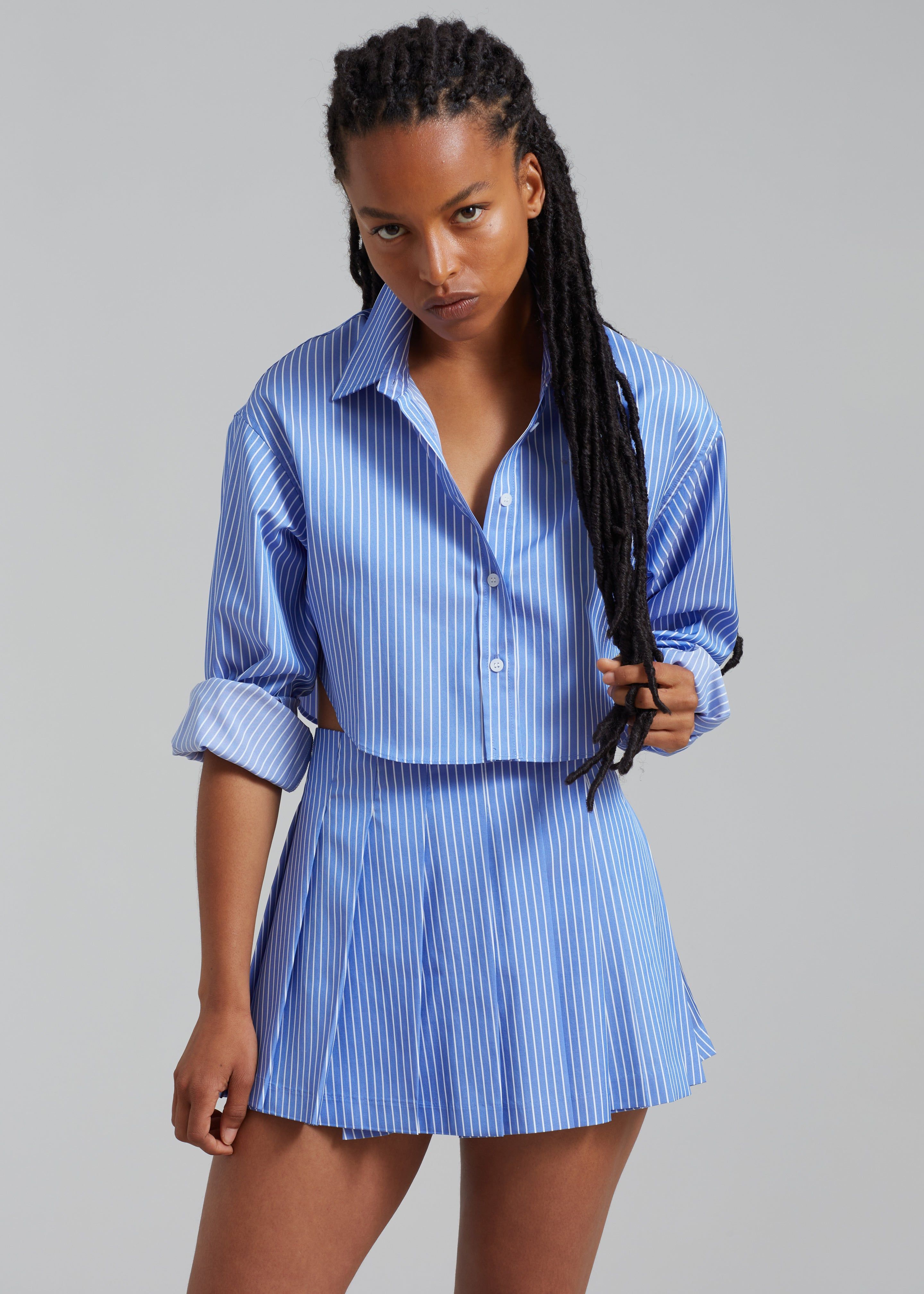 Steffi Cropped Shirt - White Stripe sold by Frankie Shop