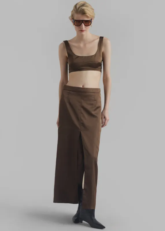 Kacey Satin Skirt - Brown sold by Frankie Shop