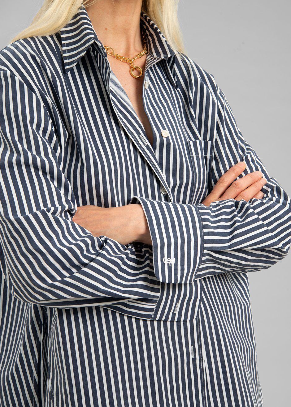 Lui Organic Cotton Shirt - Navy Stripe sold by Frankie Shop product image thumbnail 3