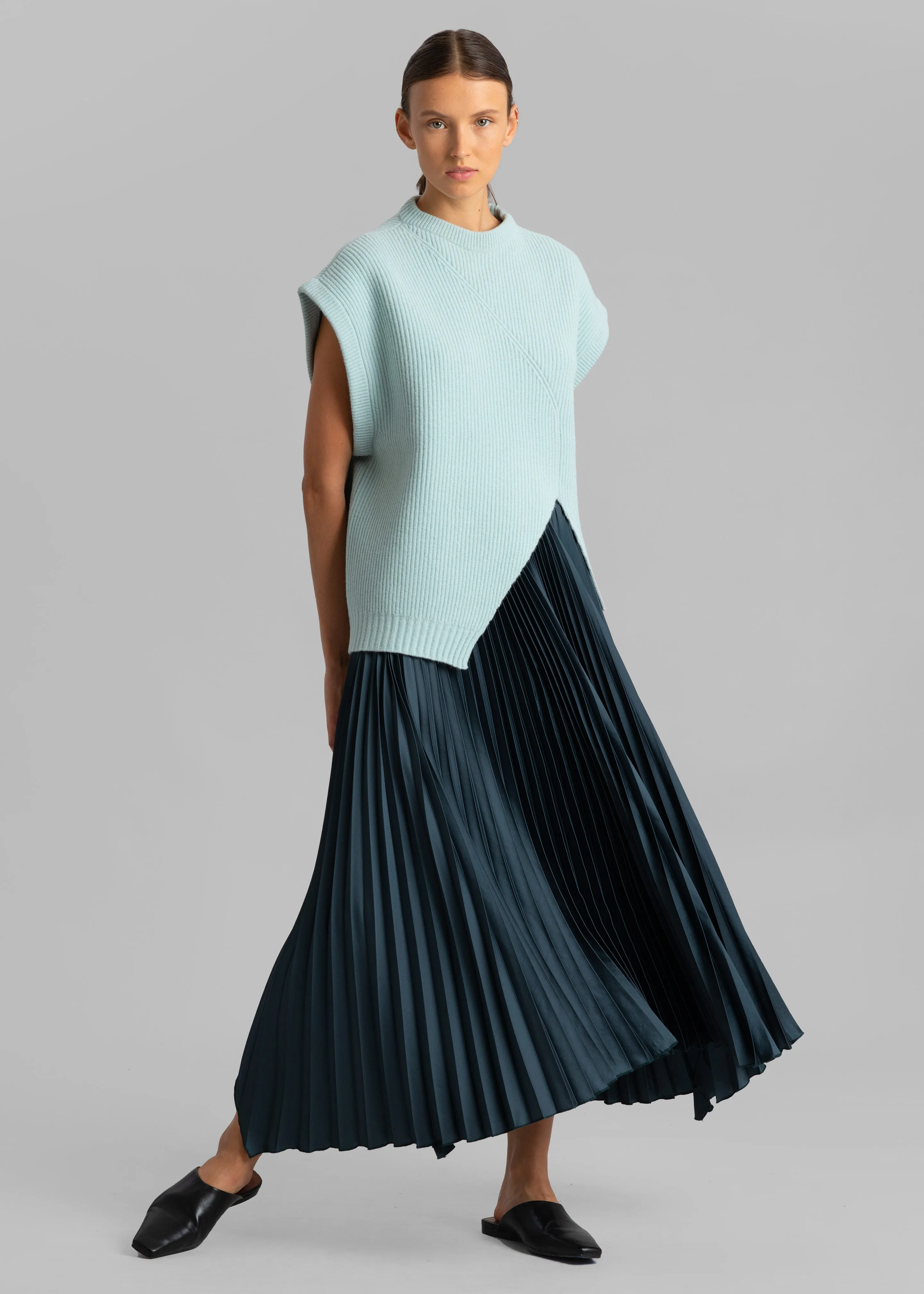Debra Pleated Midi Skirt - Peacock sold by Frankie Shop