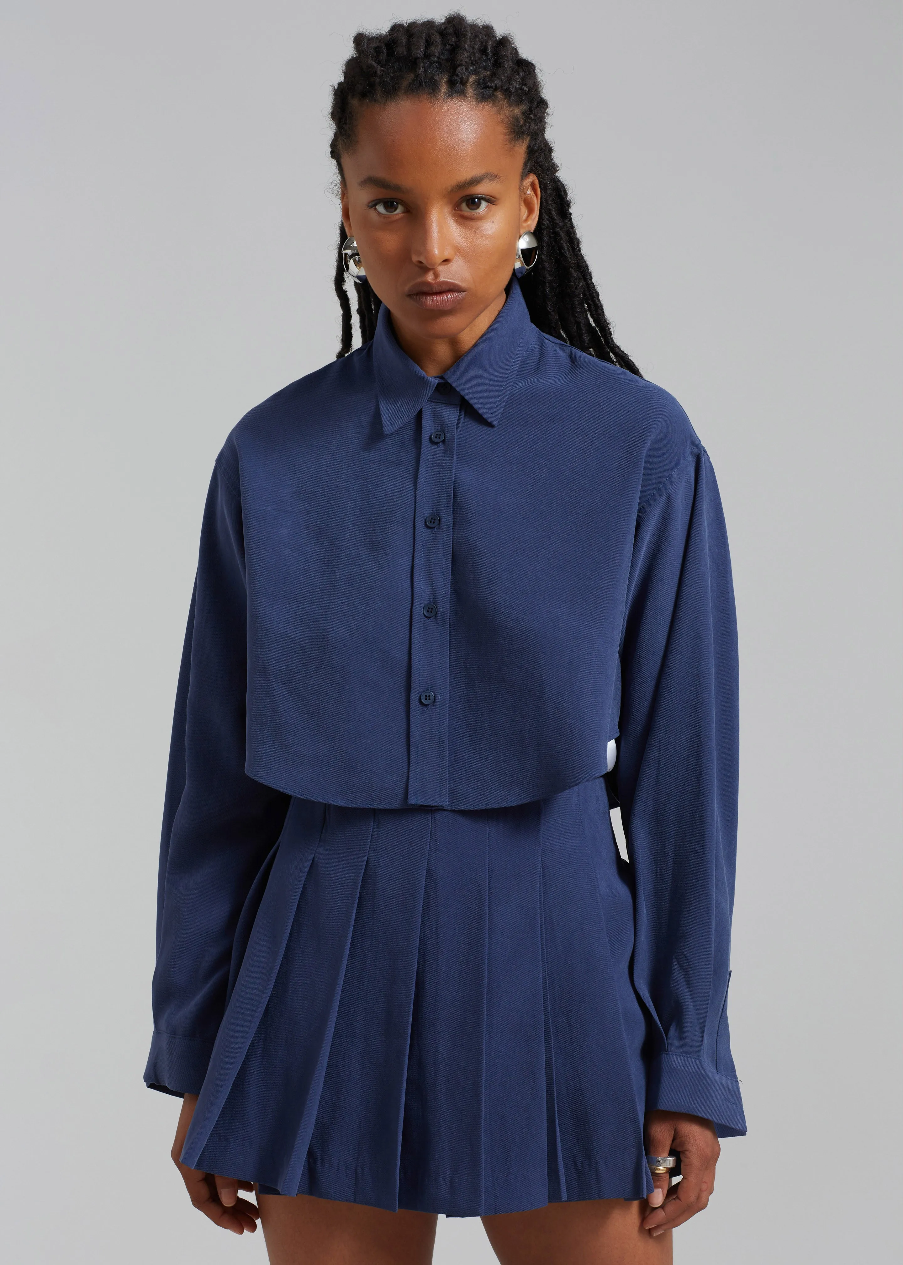 Steffi Cropped Shirt - Navy sold by Frankie Shop product image thumbnail 4